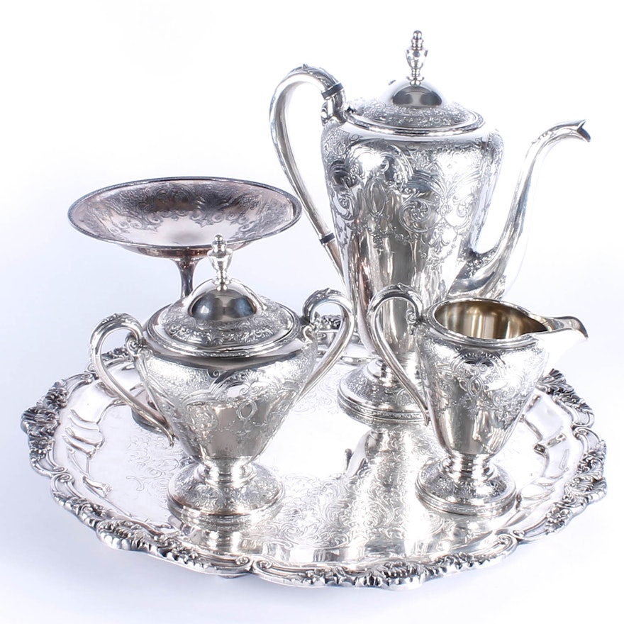 International Silver Co. Silver Plate Coffee Service and a Silver Plate Tray