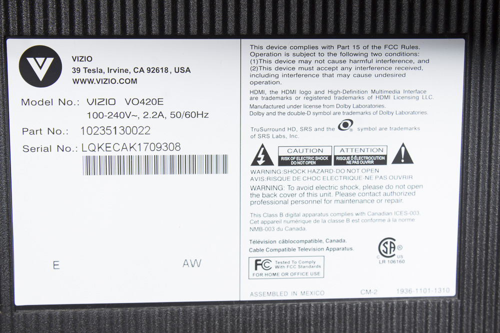 Vizio 42" HD Television