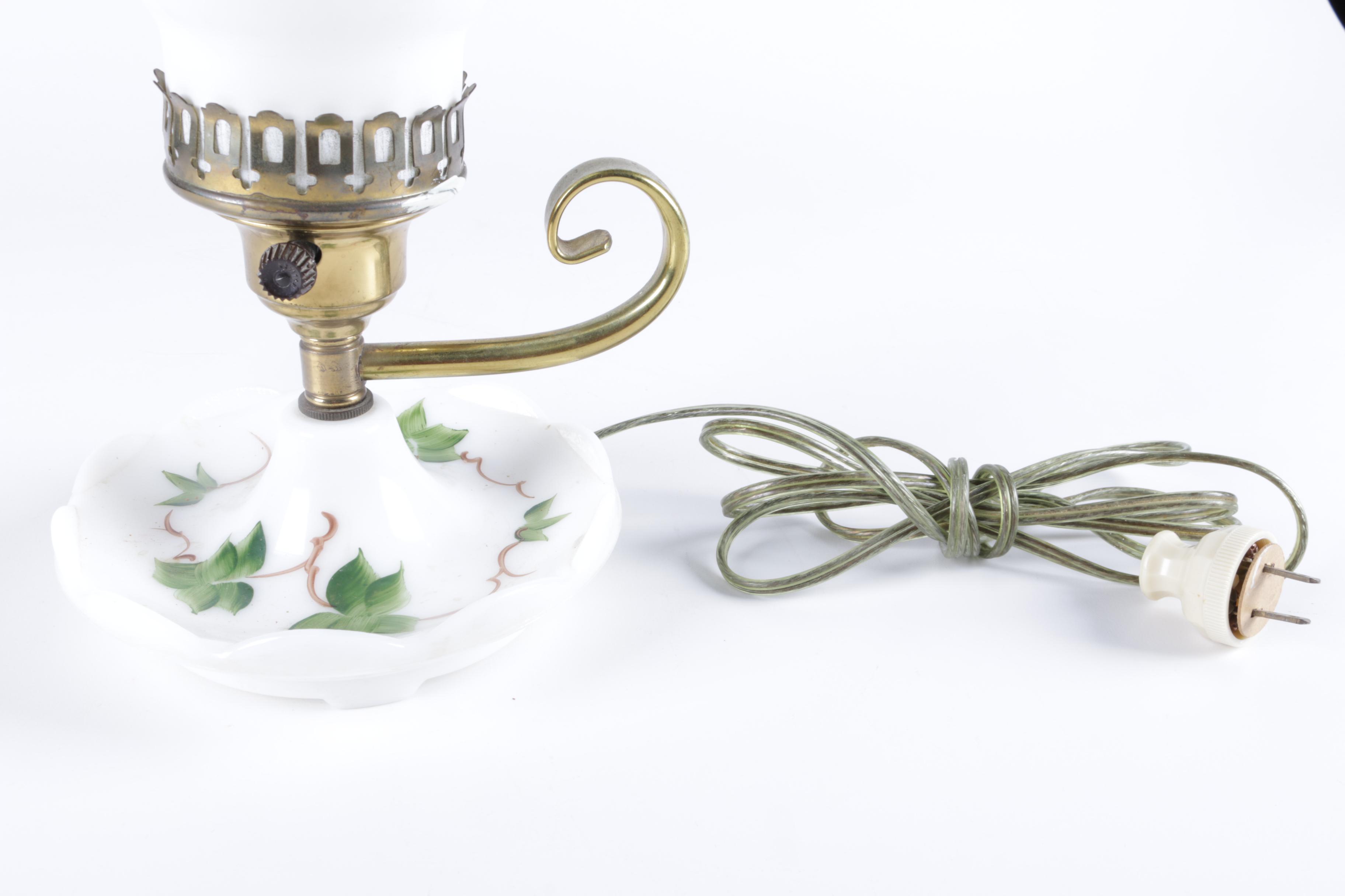 Ceramic and Brass Hurricane Electric Lamp