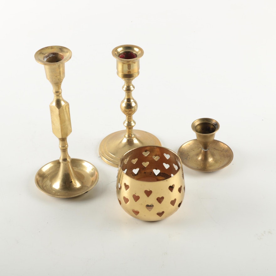 Assortment of Vintage Brass Candle Holders