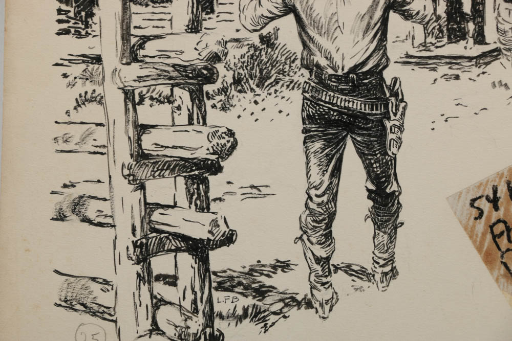 Lorence F. Bjorklund Ink Illustration on Paperboard "Gun Hand of Truchas Basin"