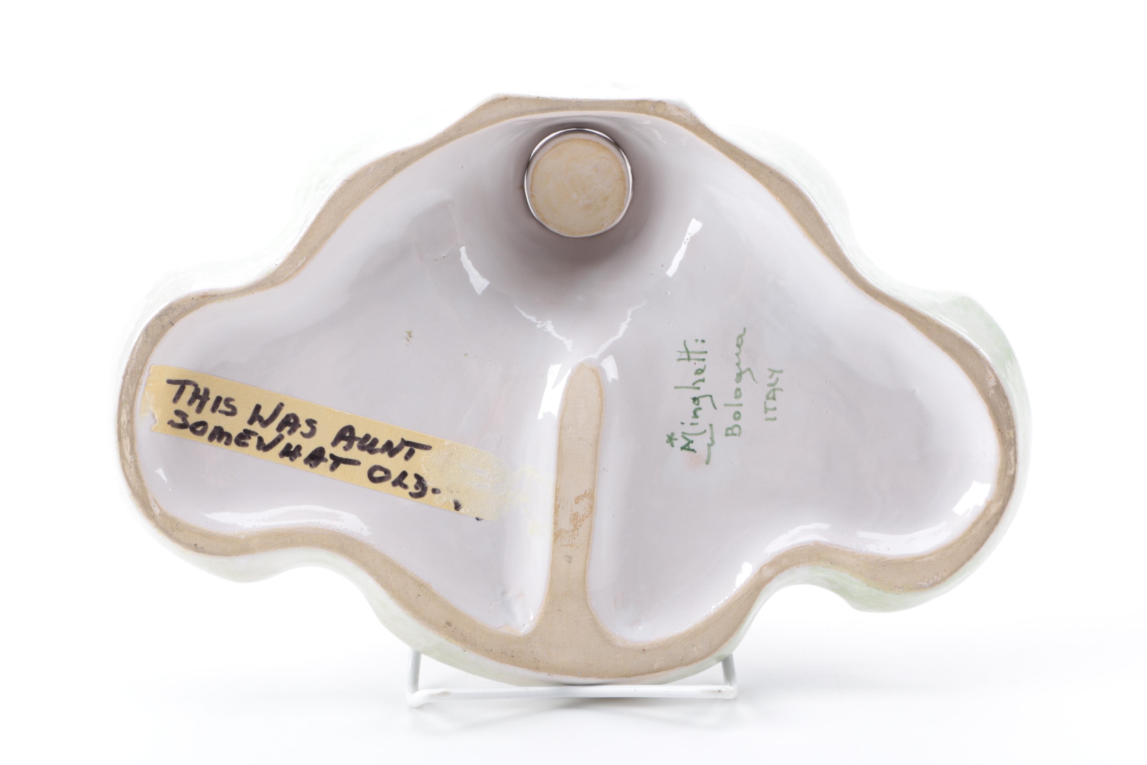 Vintage Italian Ceramic Inkwell and Jar Including Deruta