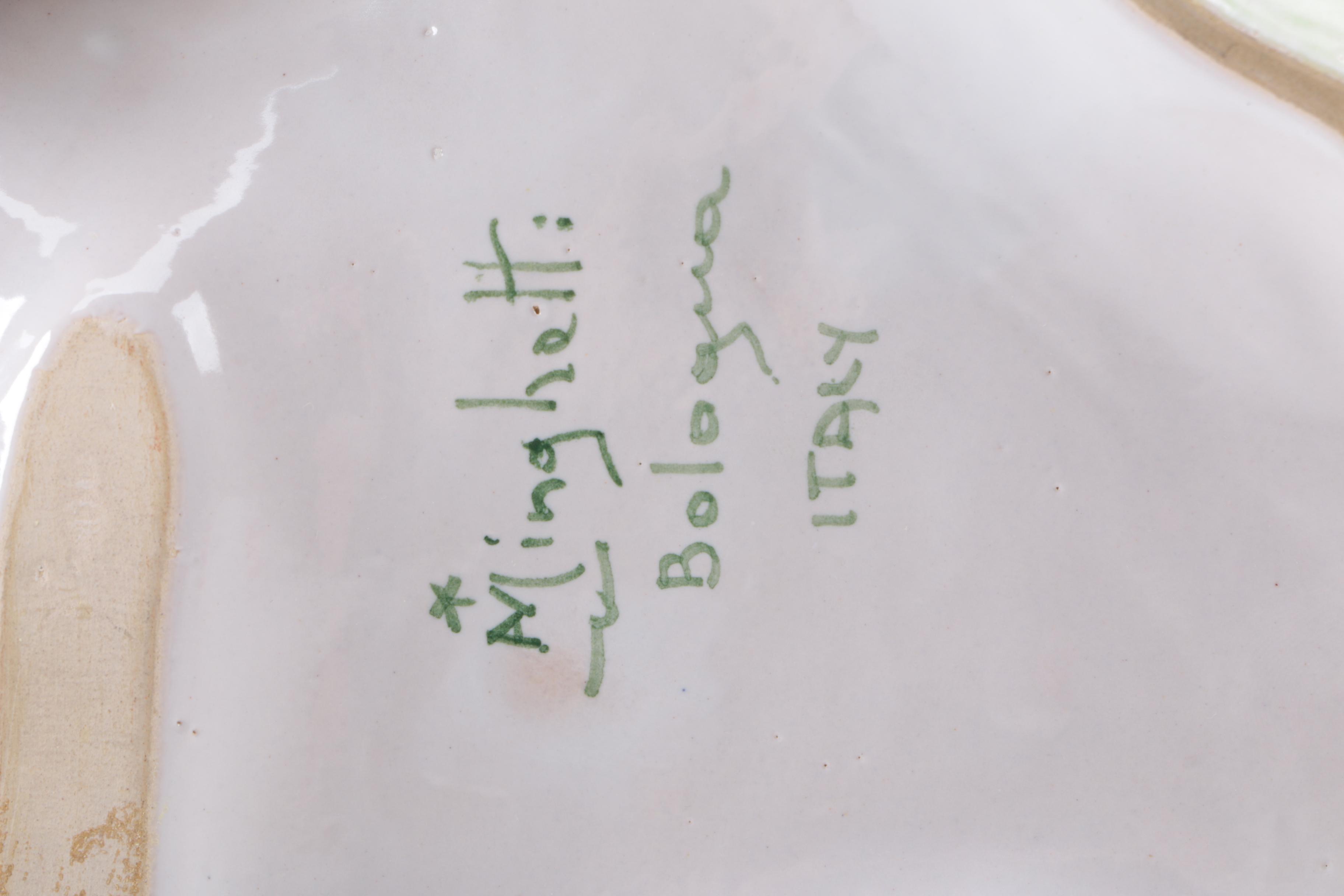 Vintage Italian Ceramic Inkwell and Jar Including Deruta