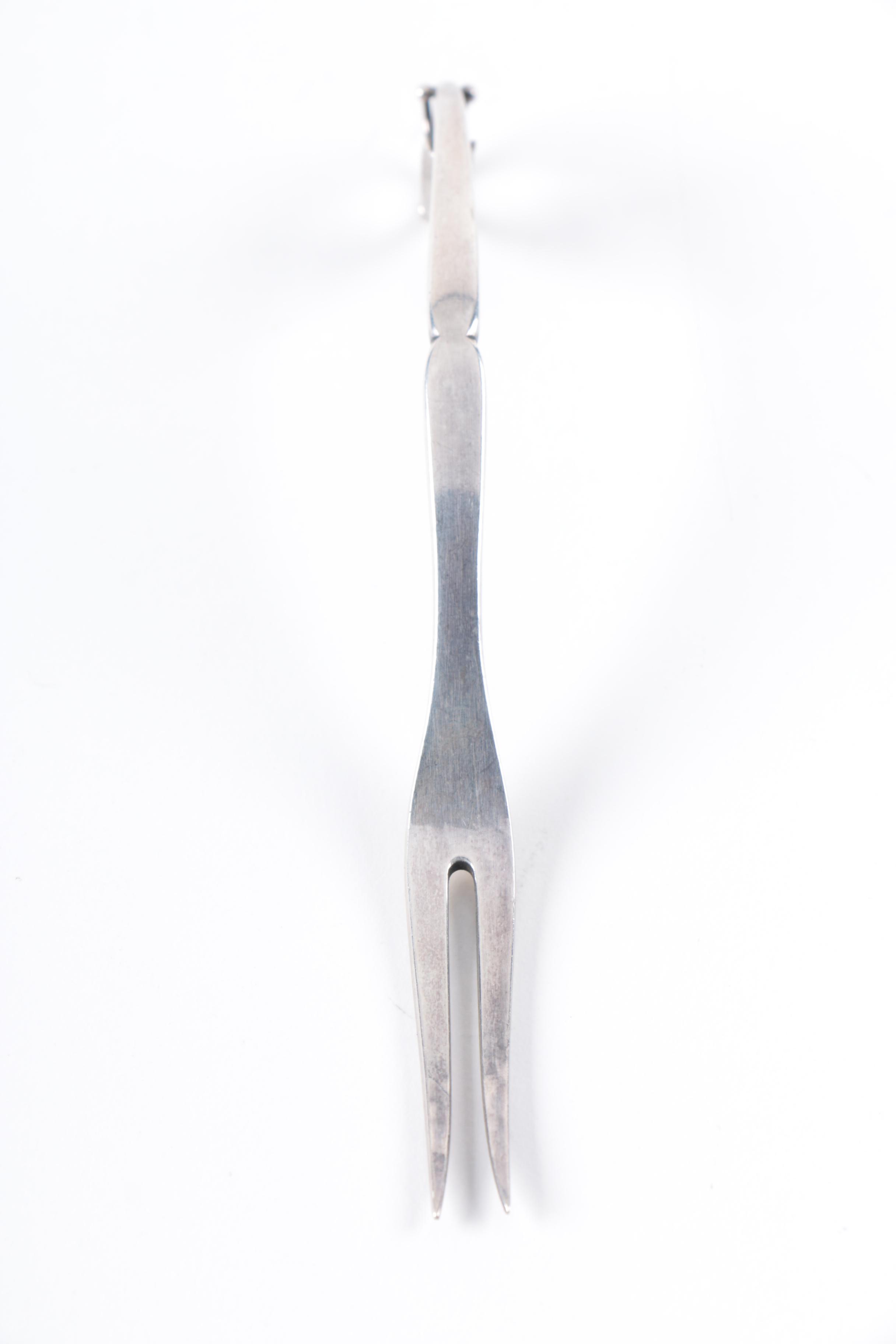 Georg Jensen "Ornamental" Sterling Fork and "Blossom" Sugar Tongs