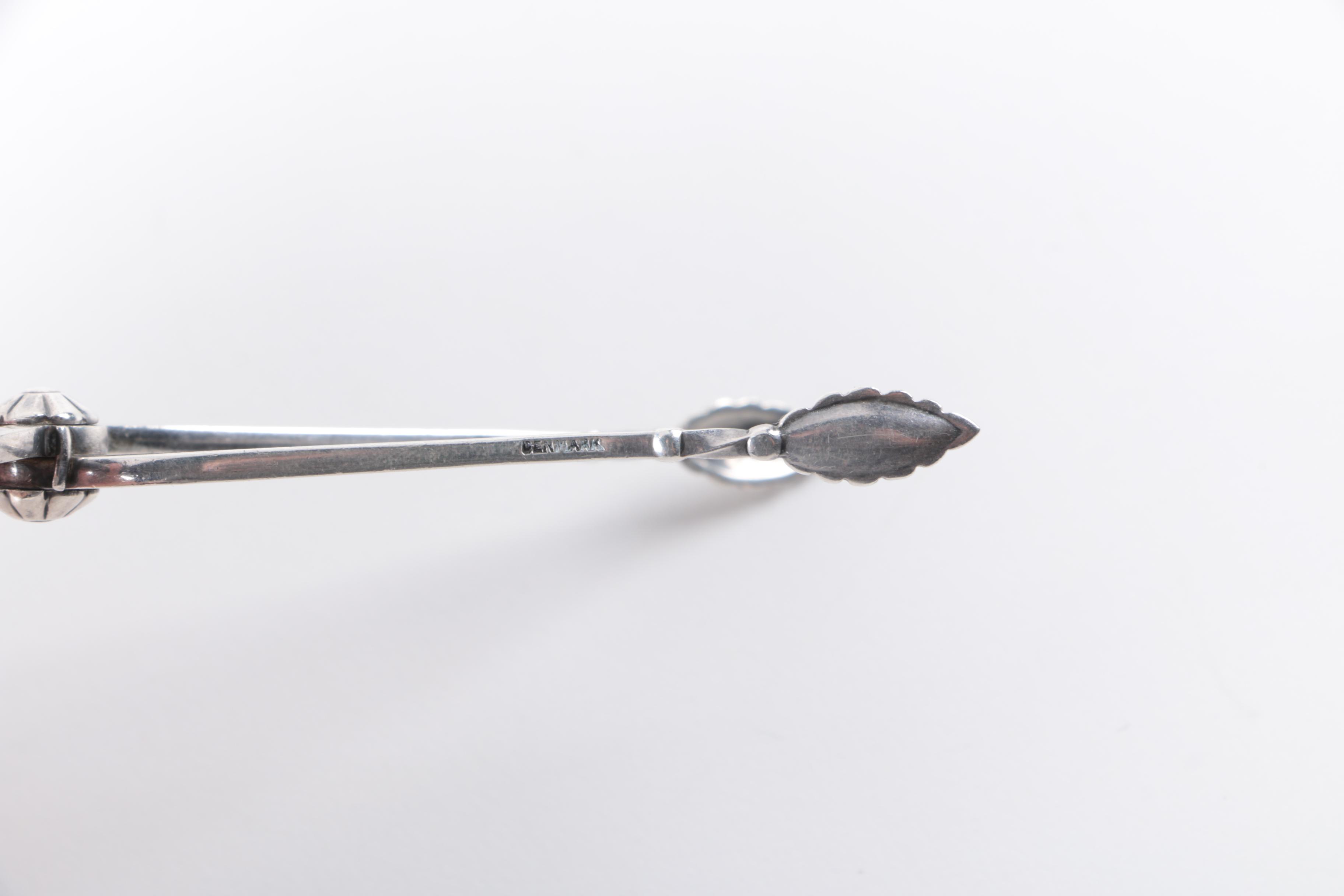 Georg Jensen "Ornamental" Sterling Fork and "Blossom" Sugar Tongs