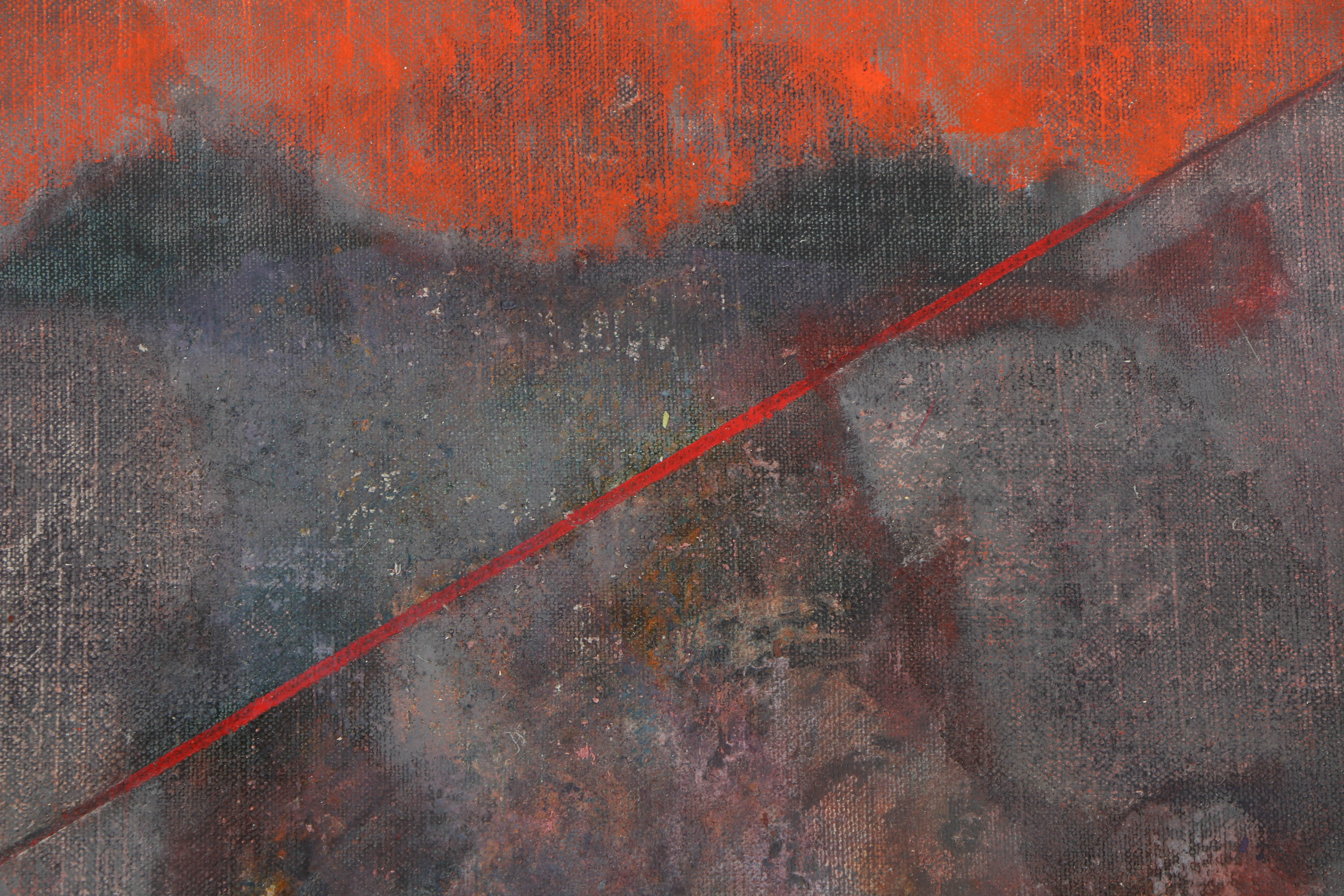 Ricardo Morin Oil Painting on Unstretched Linen “Triangulation No. 35”