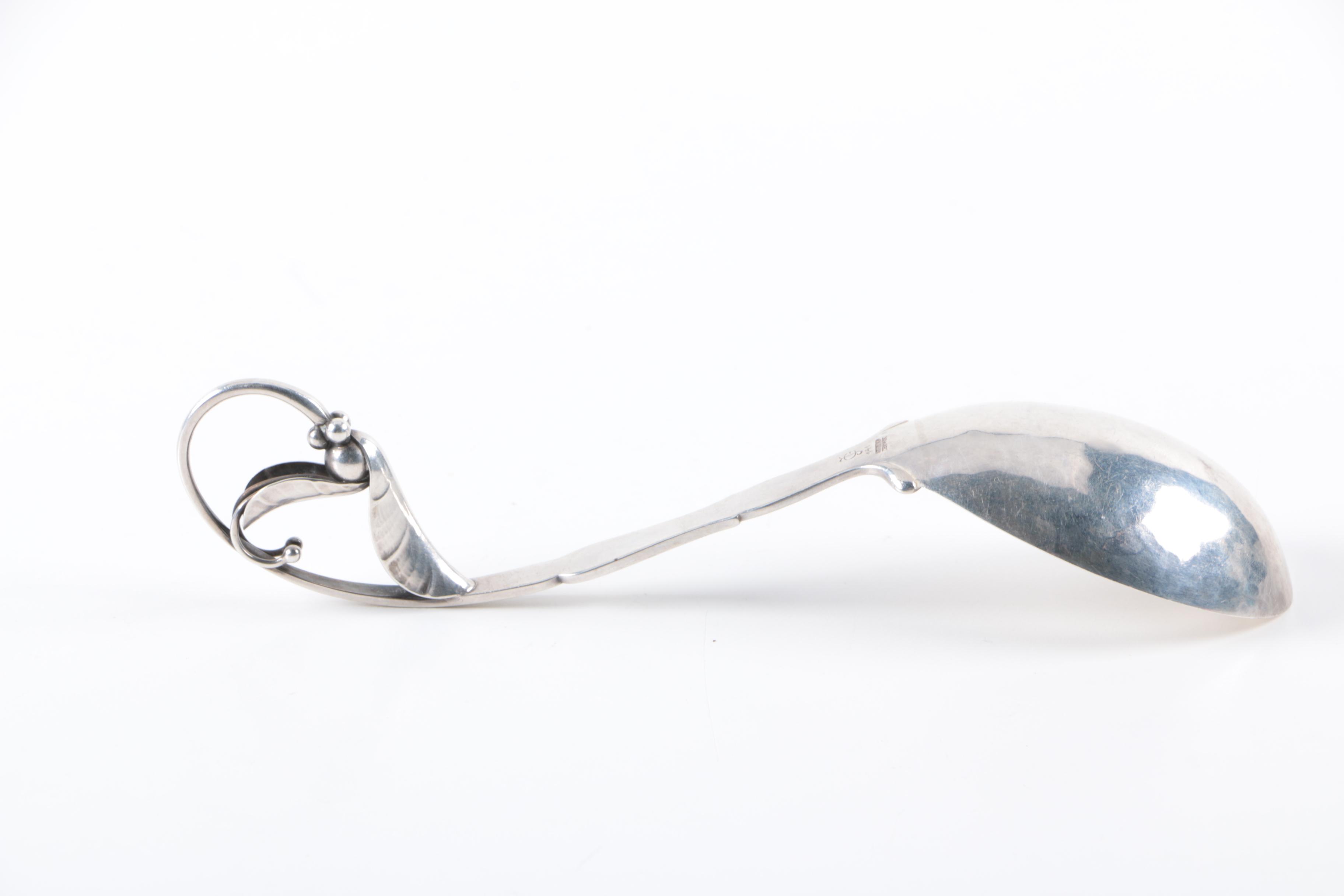 Early 20th Century Georg Jensen "Ornamental" Sterling Silver Serving Spoon