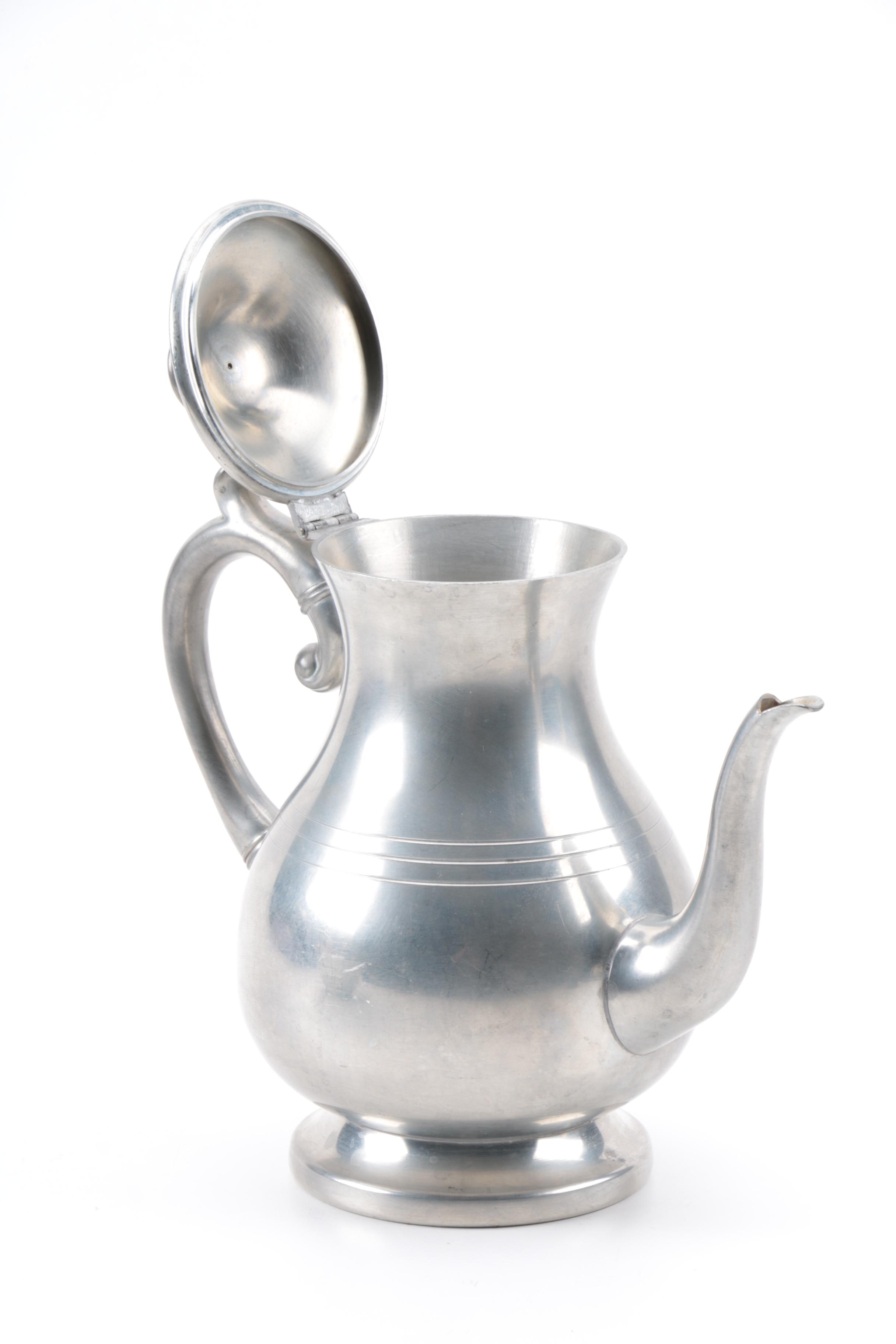 Gorham Pewter Bowl and Woodbury Pewterers Coffee Pot
