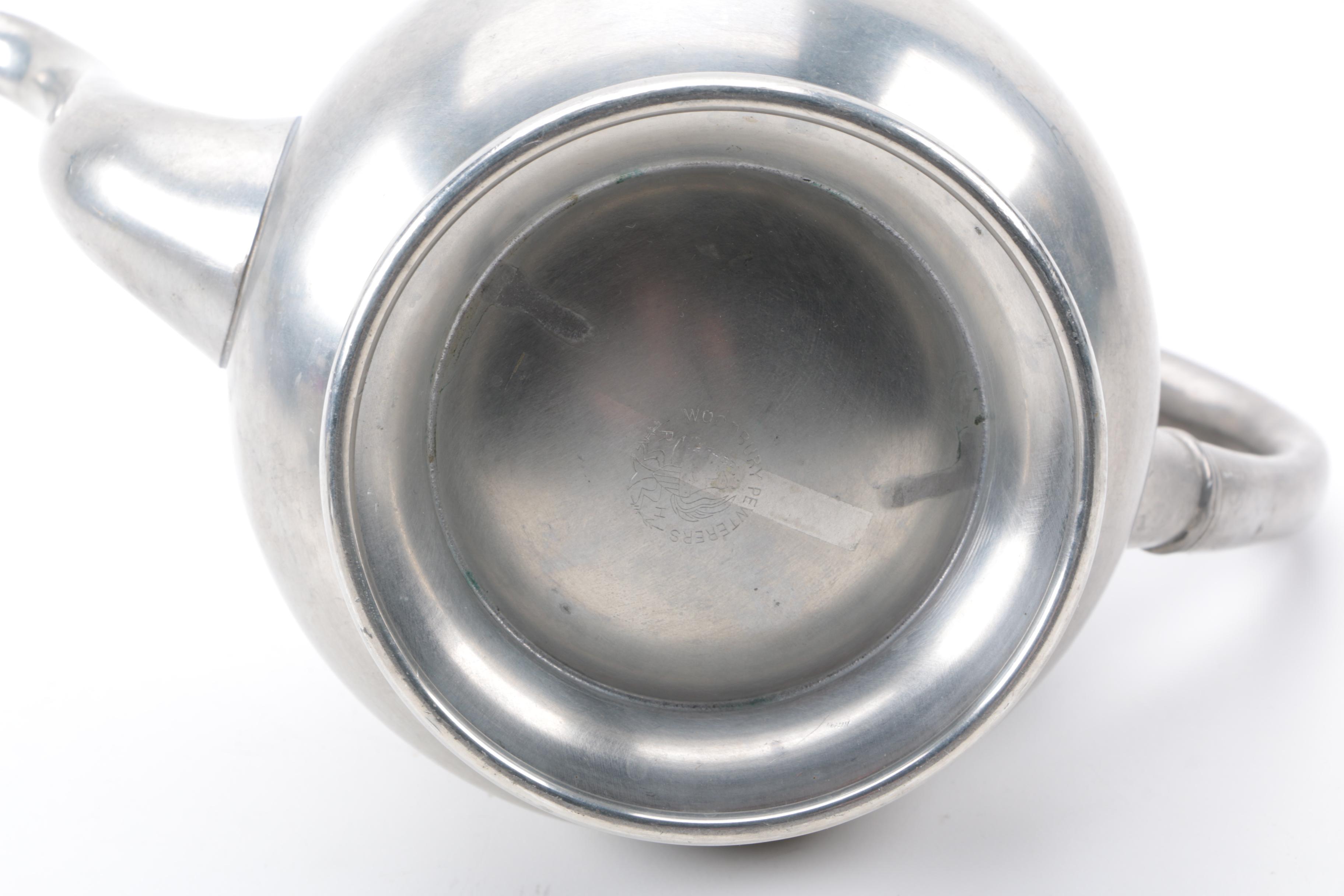 Gorham Pewter Bowl and Woodbury Pewterers Coffee Pot