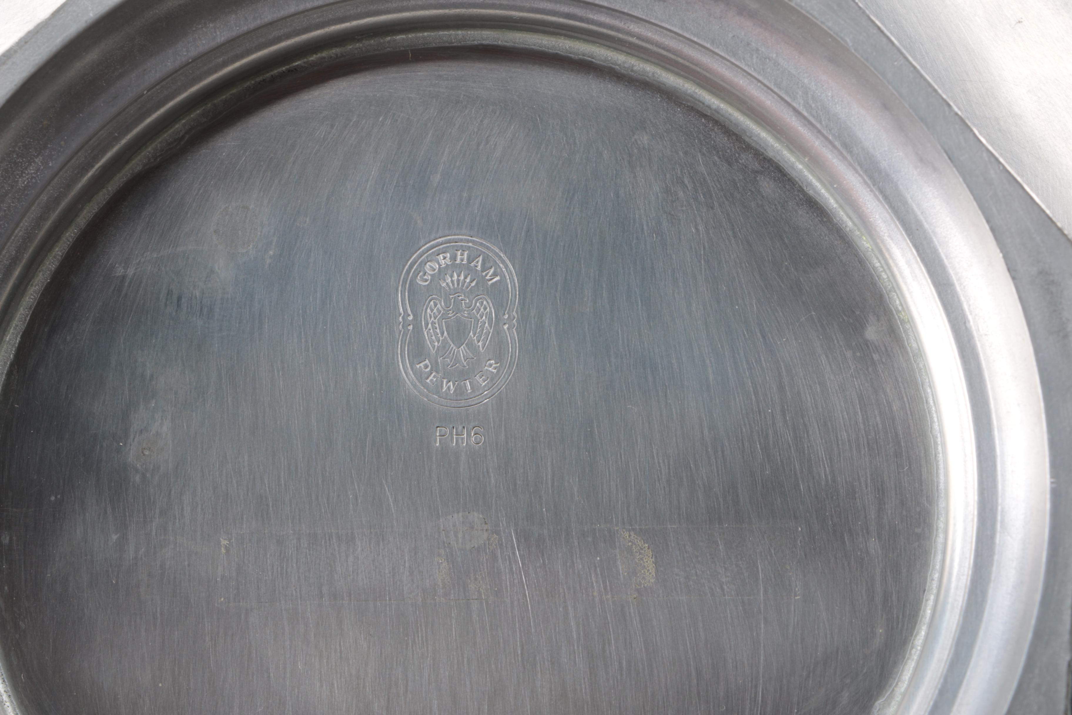 Gorham Pewter Bowl and Woodbury Pewterers Coffee Pot