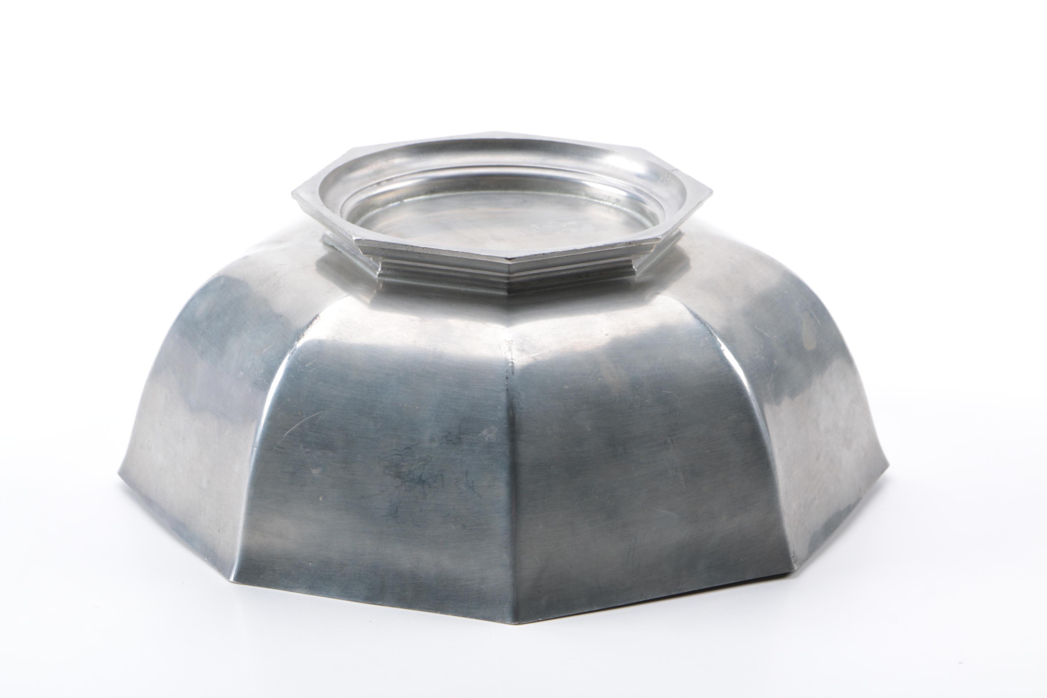 Gorham Pewter Bowl and Woodbury Pewterers Coffee Pot