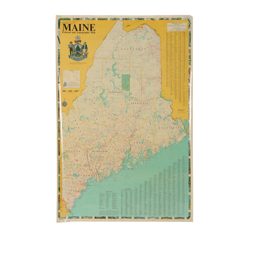 Offset Lithograph Map of the State of Maine