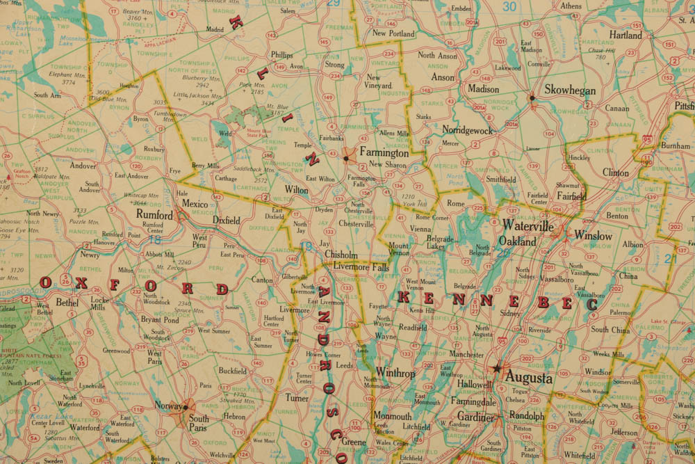 Offset Lithograph Map of the State of Maine