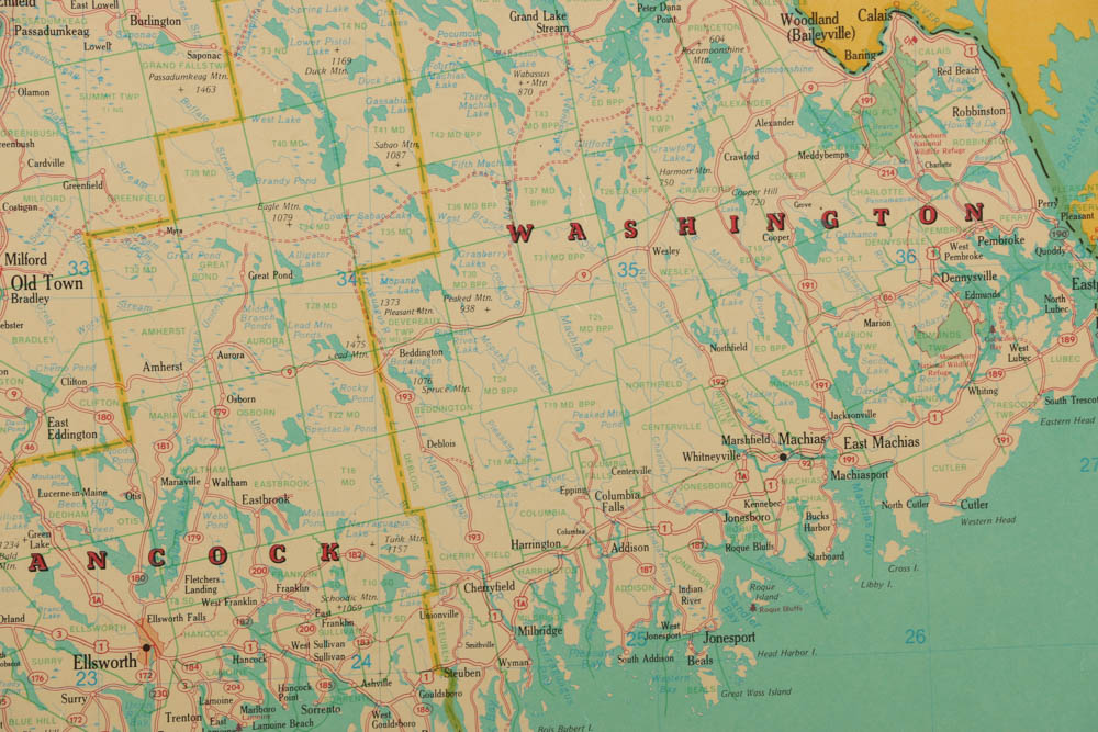 Offset Lithograph Map of the State of Maine