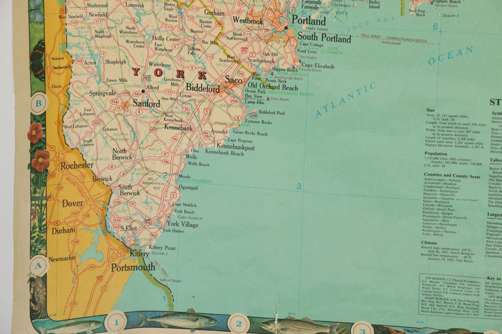 Offset Lithograph Map of the State of Maine