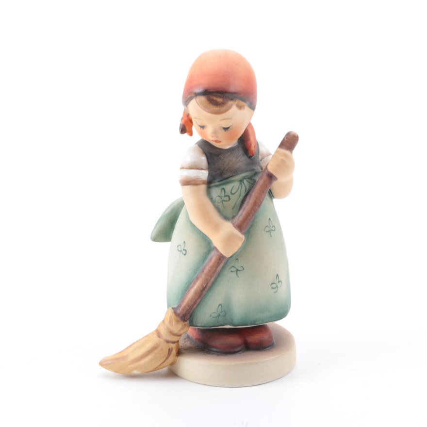 Vintage Goebel Ceramic Figurine of a Girl Sweeping