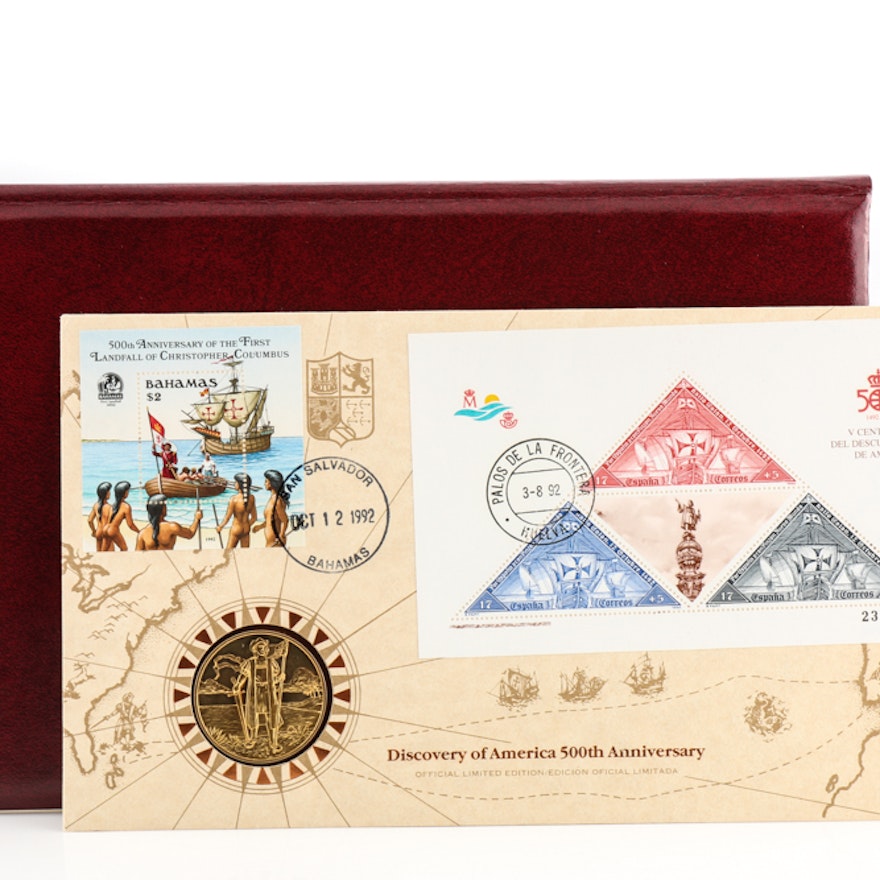 Discovery of America 500th Anniversary Coin and Stamp Collector's Set