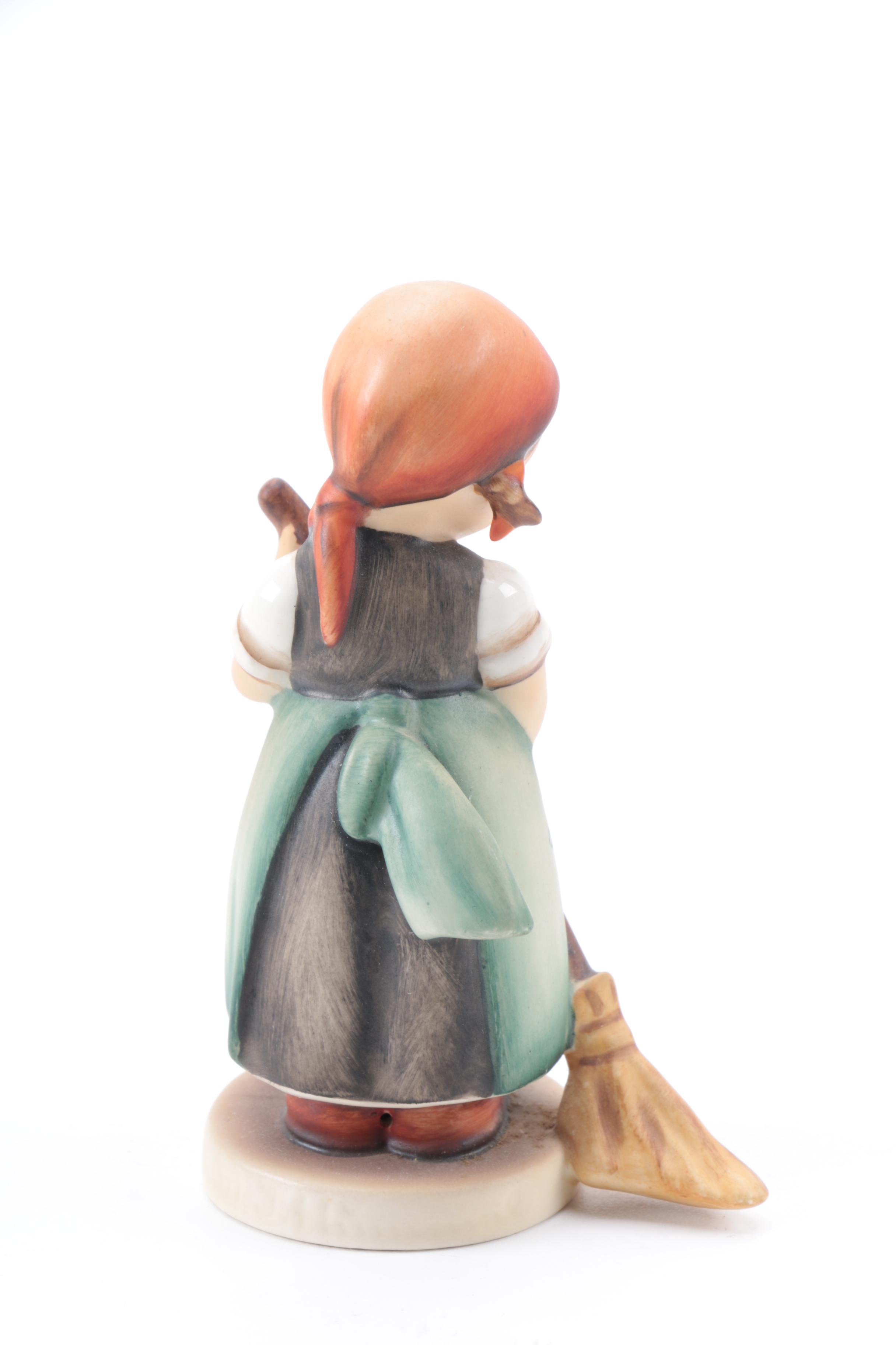 Vintage Goebel Ceramic Figurine of a Girl Sweeping