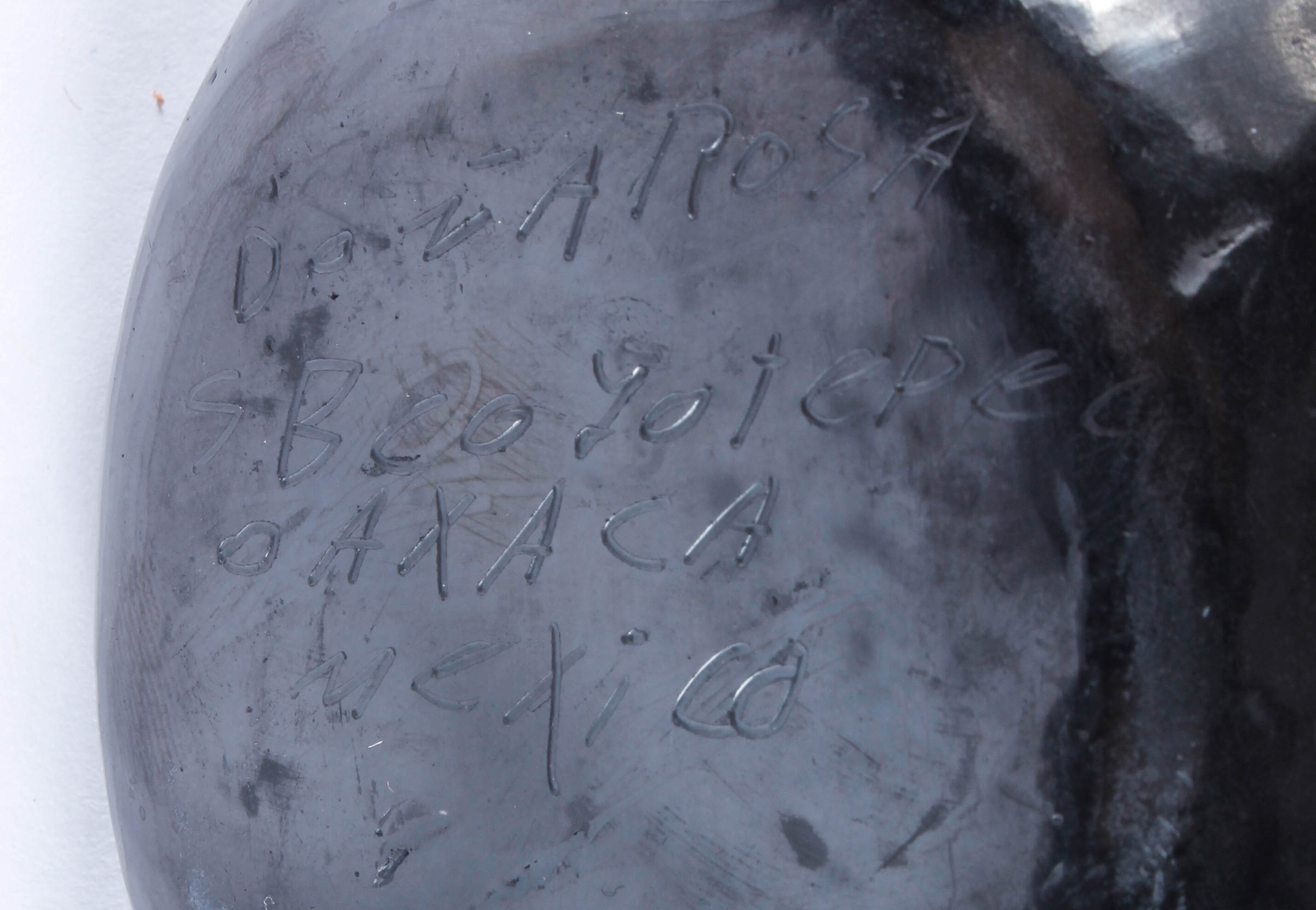 Signed Doña Rosa Handbuilt Black Clay Oaxaca Vase and Figurine