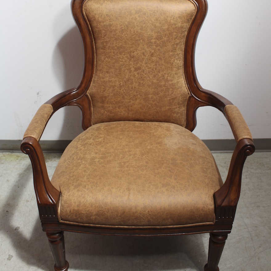 Louis XVI Style Leather Upholstered Fauteuil