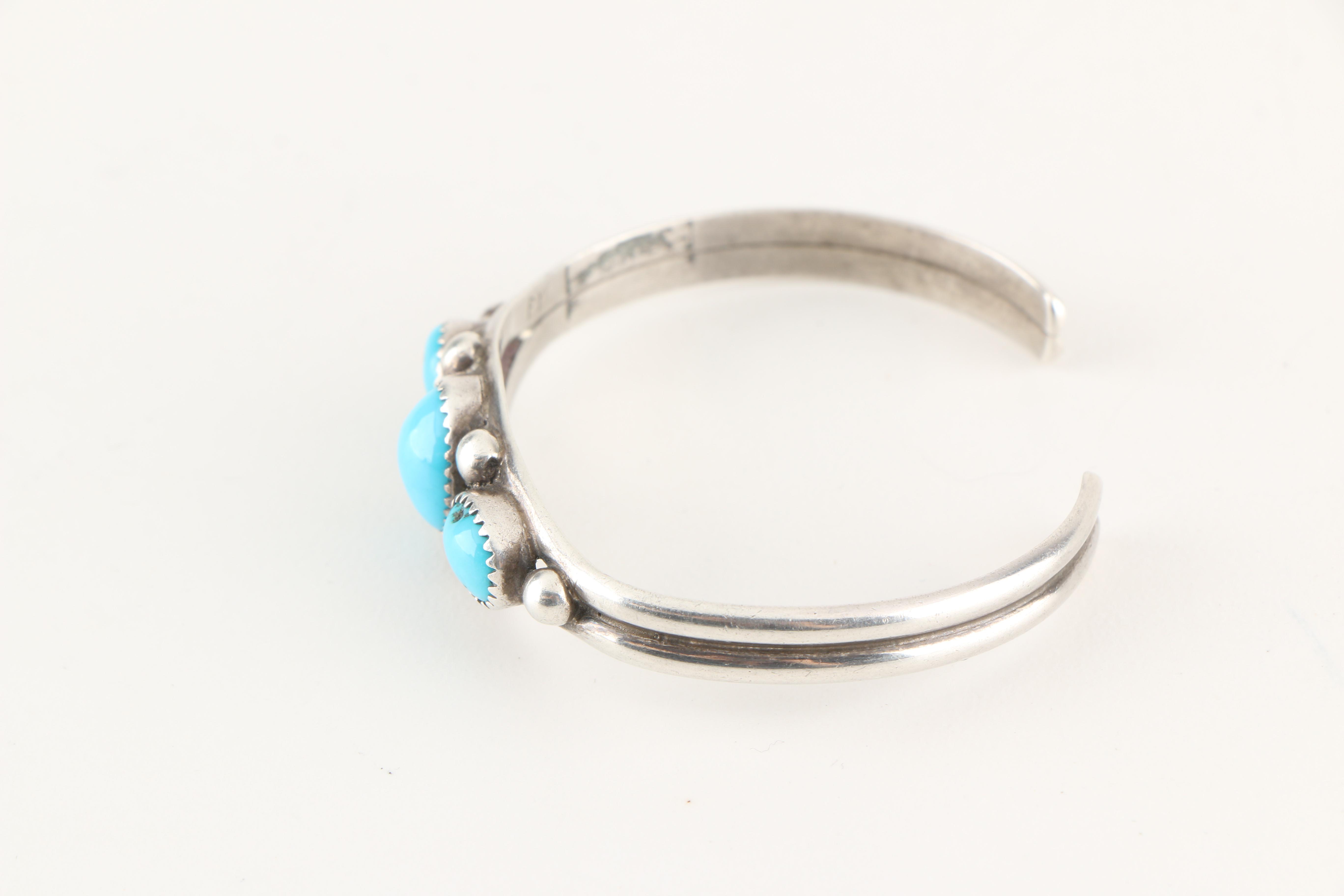 Quanita Kalistewa Zuni Sterling Silver and Turquoise Bracelet