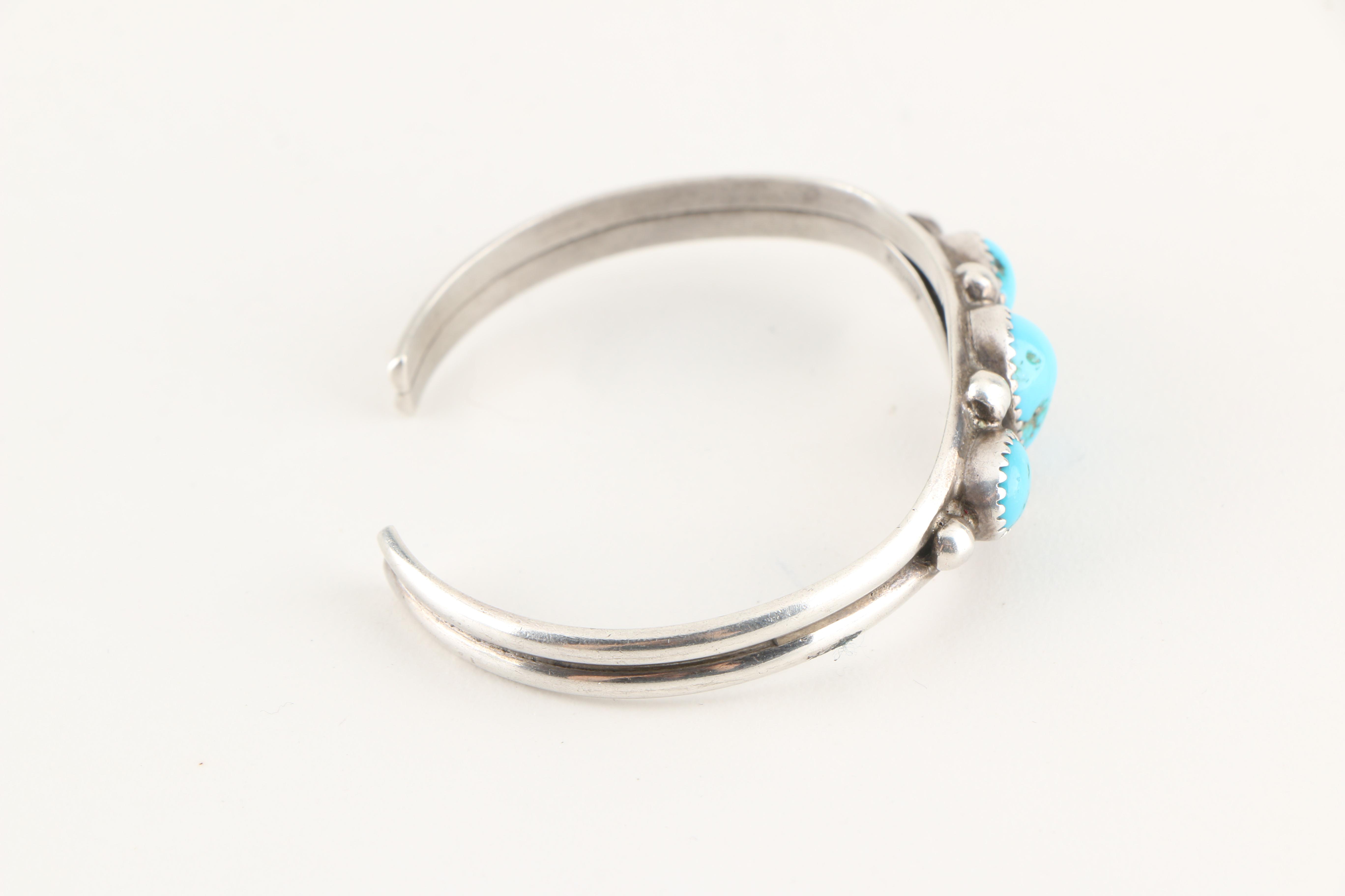 Quanita Kalistewa Zuni Sterling Silver and Turquoise Bracelet