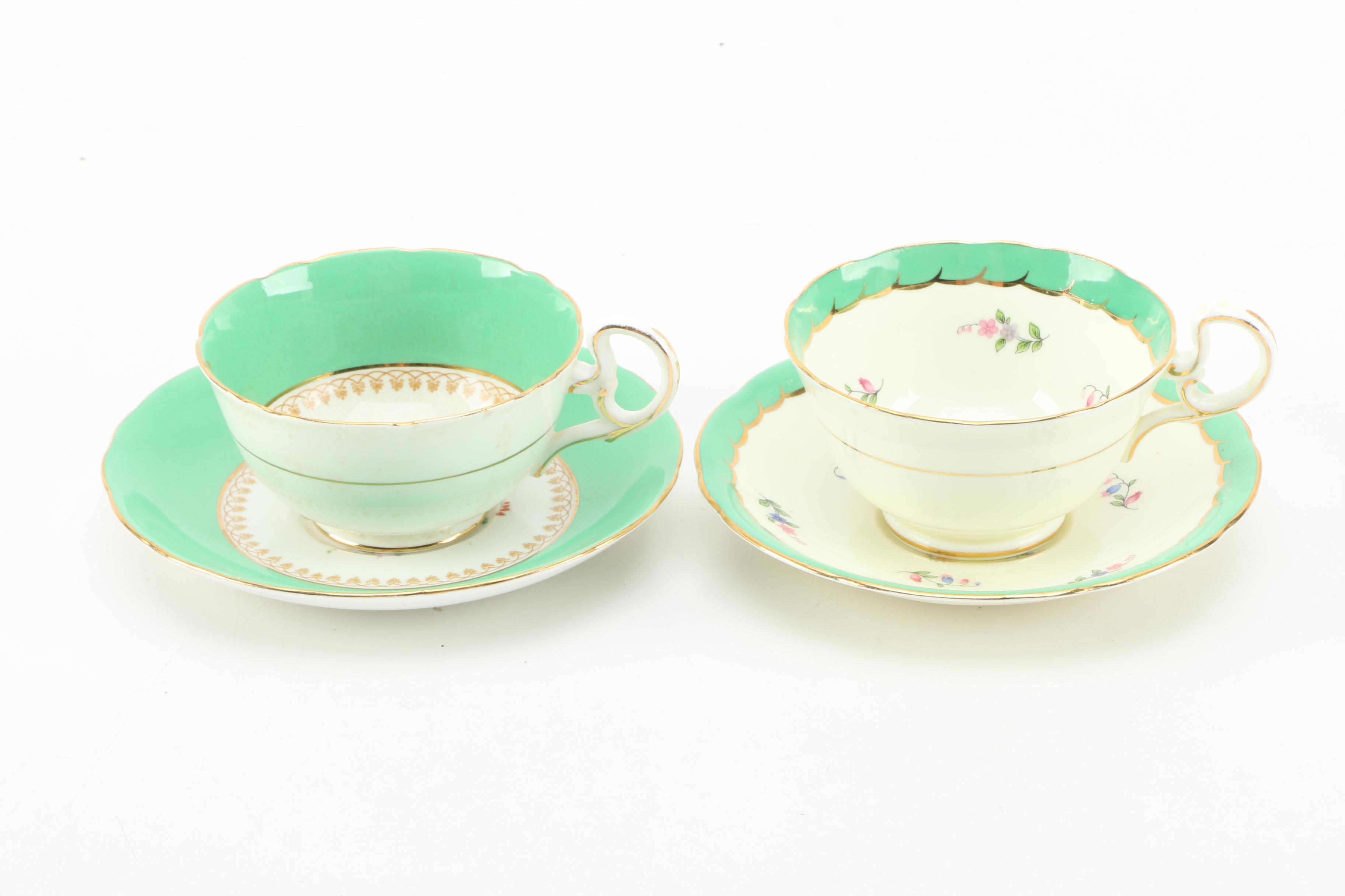 English Porcelain Teacups and Saucers