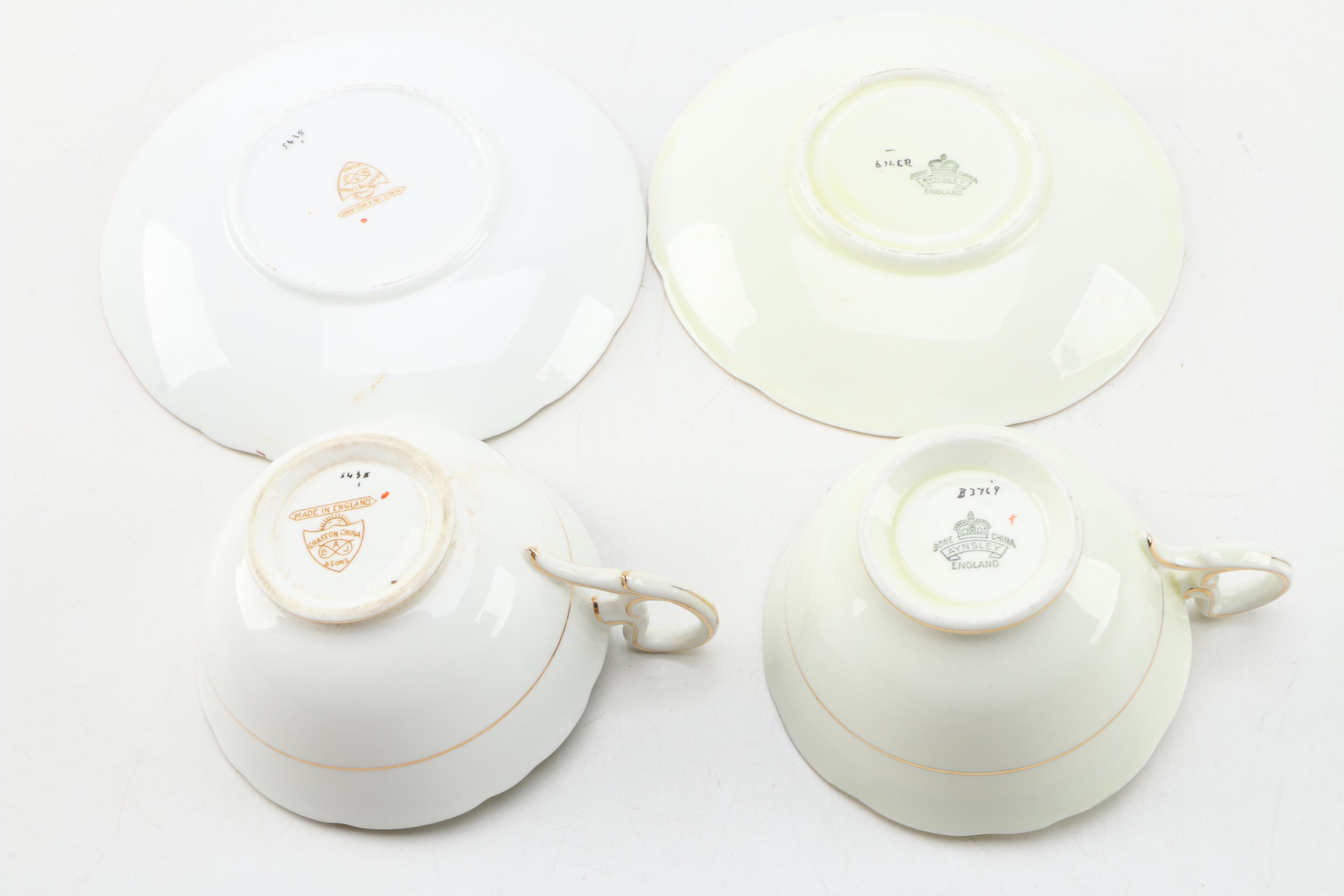 English Porcelain Teacups and Saucers