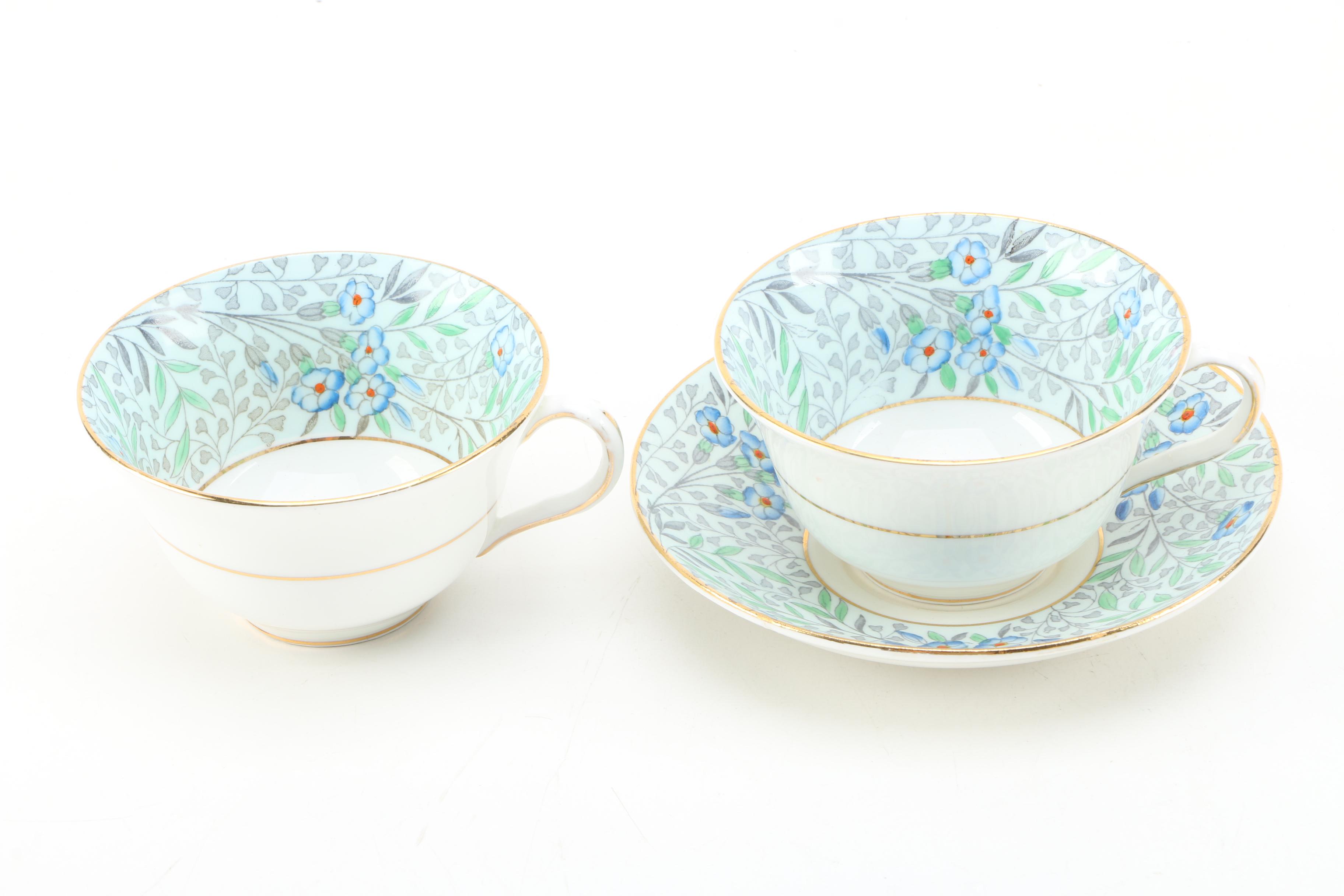 English Porcelain Teacups and Saucers