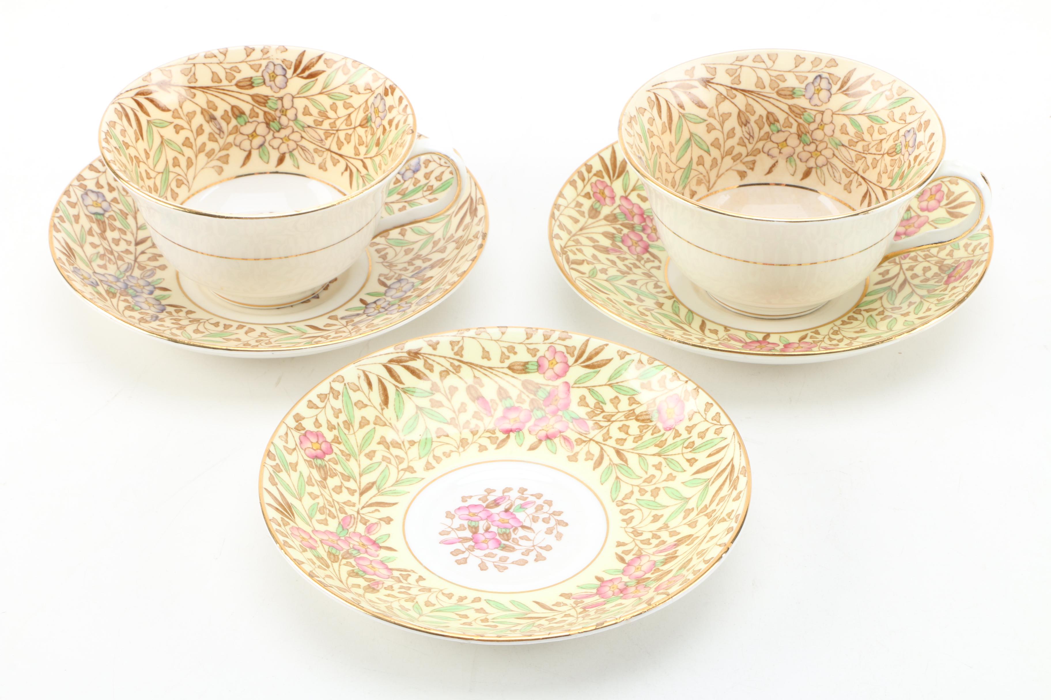 English Porcelain Teacups and Saucers