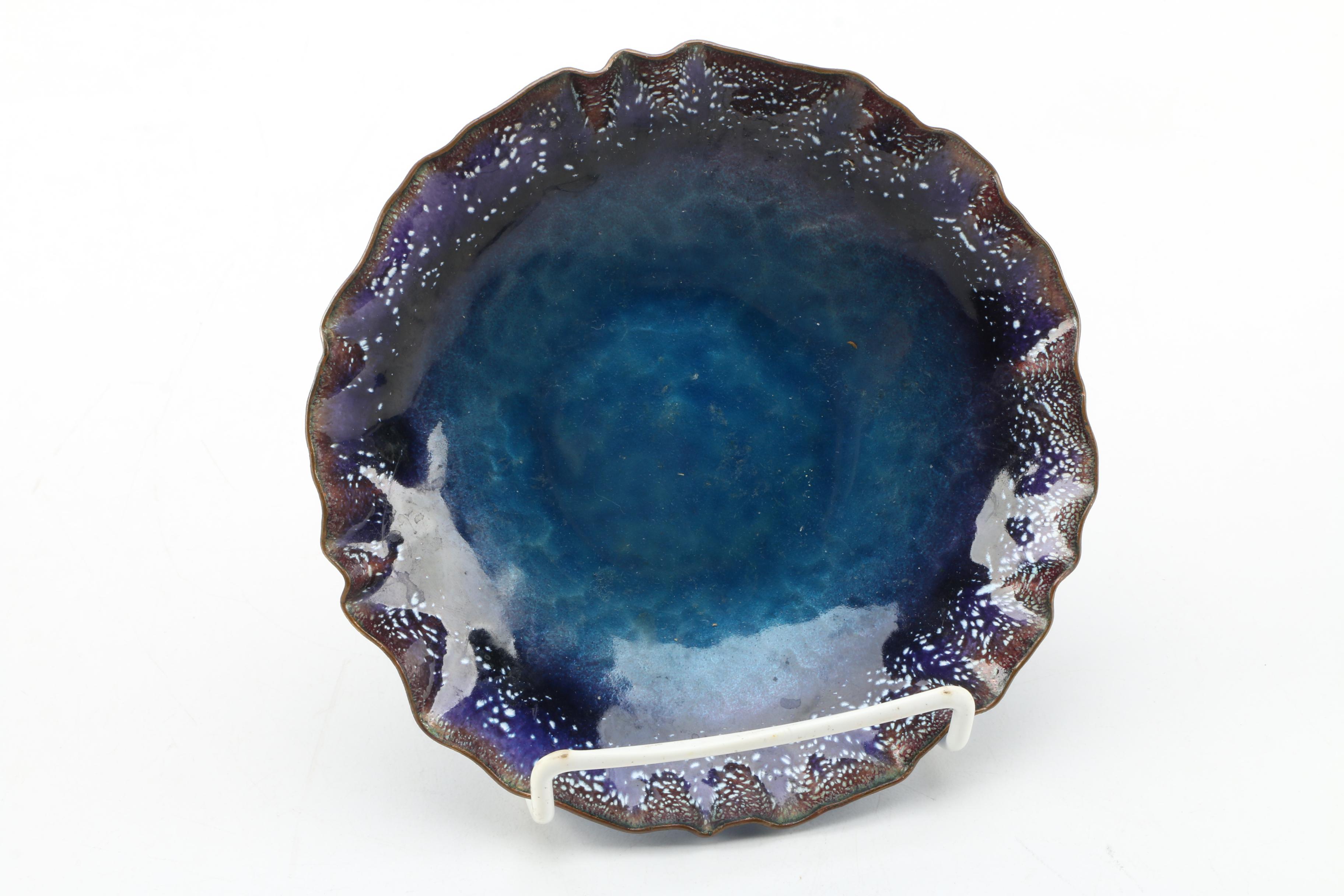 Pair of Metal Enameled Seasonal Decor Plates