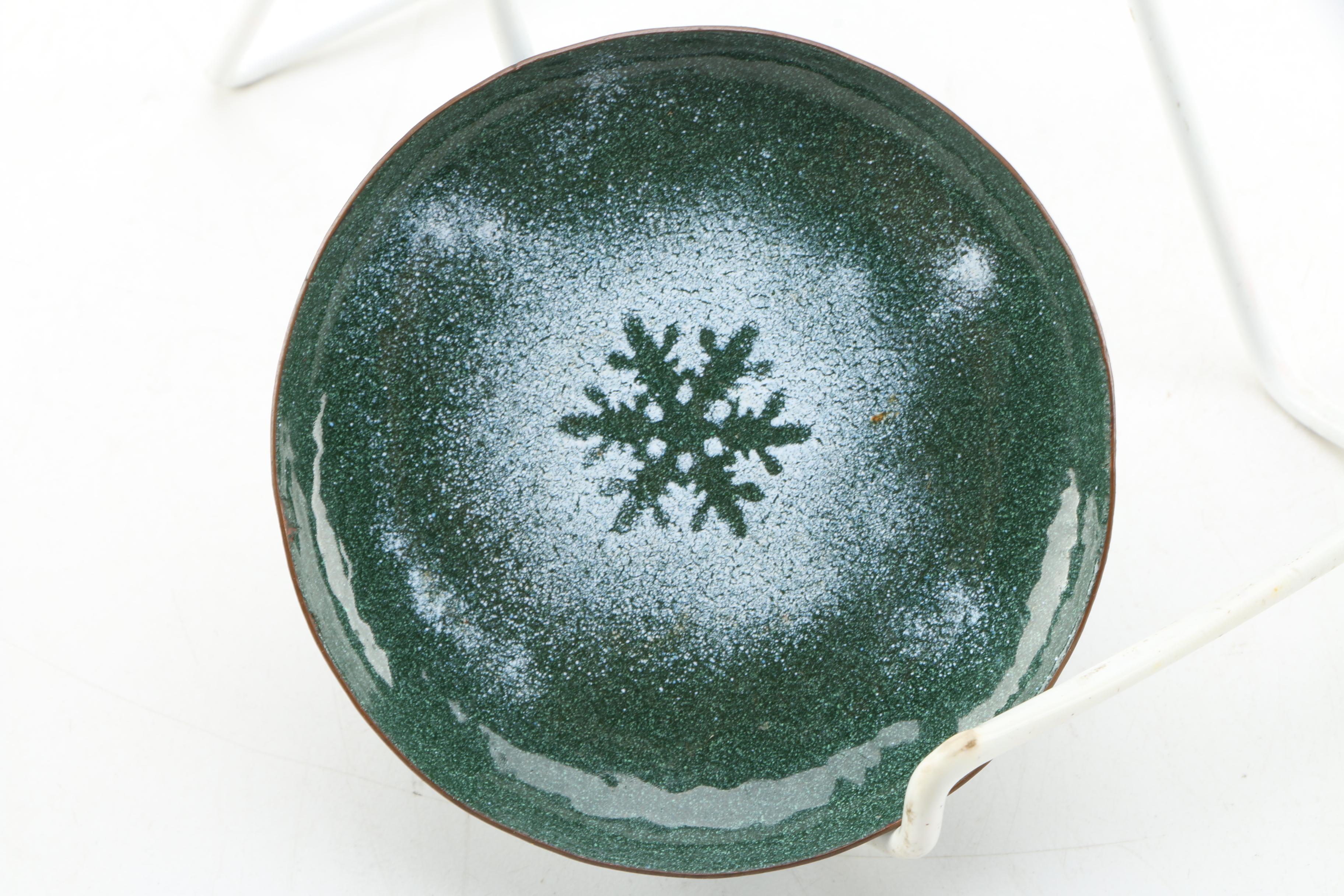 Pair of Metal Enameled Seasonal Decor Plates