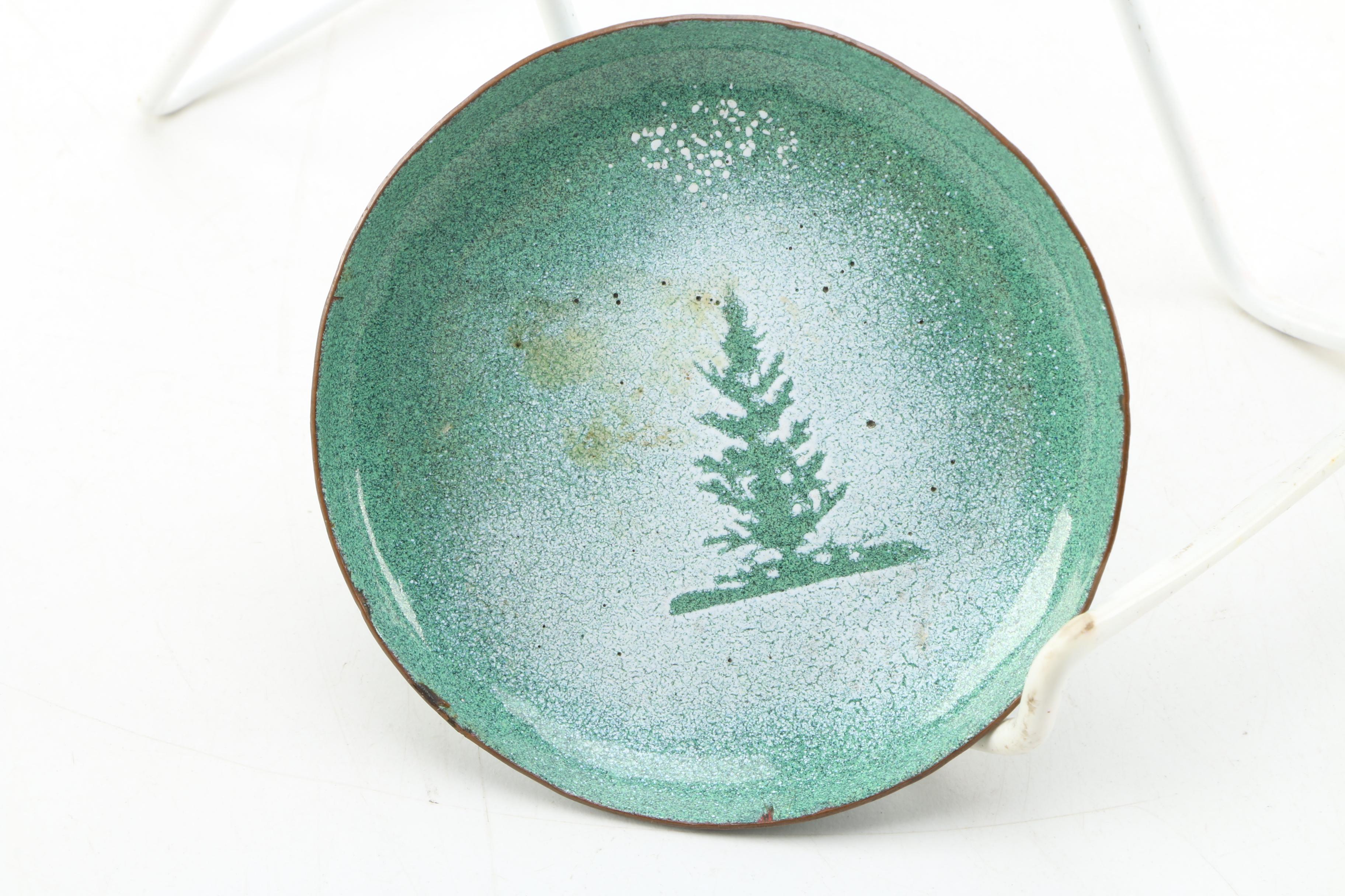 Pair of Metal Enameled Seasonal Decor Plates