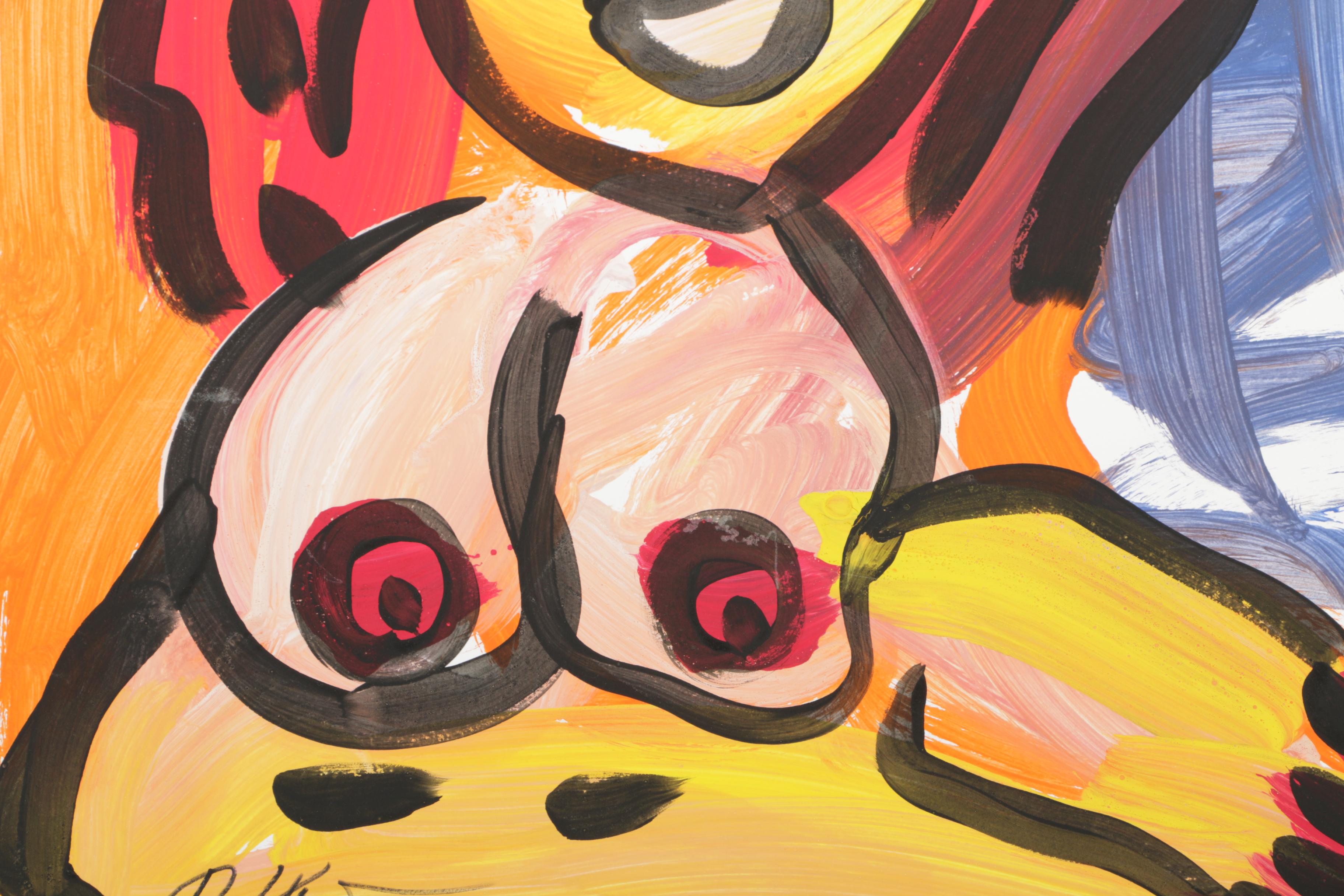 Peter Keil Original Painting on Paper of a Red-Haired Nude