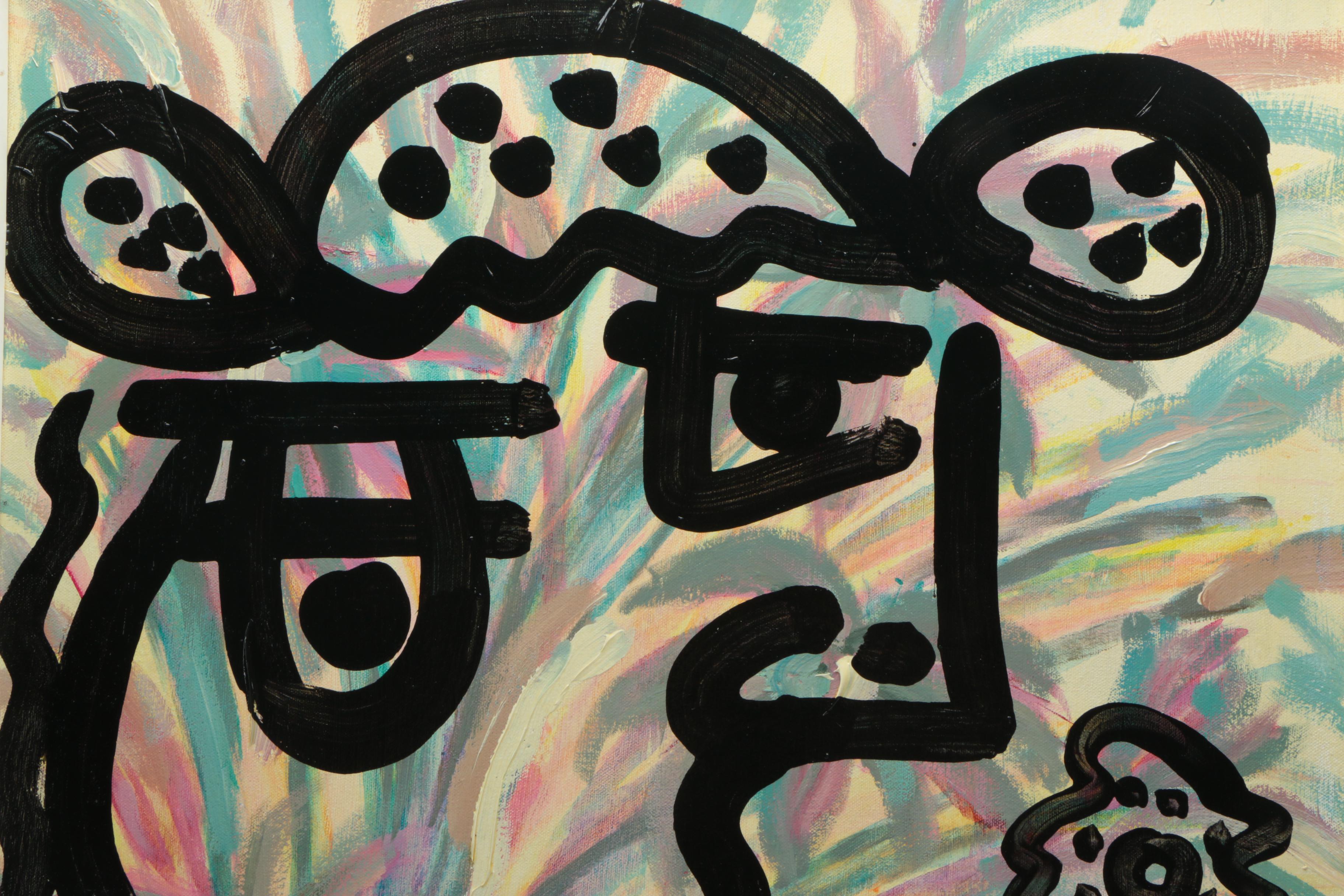 Peter Keil Oil Painting on Canvas of Abstract Portrait