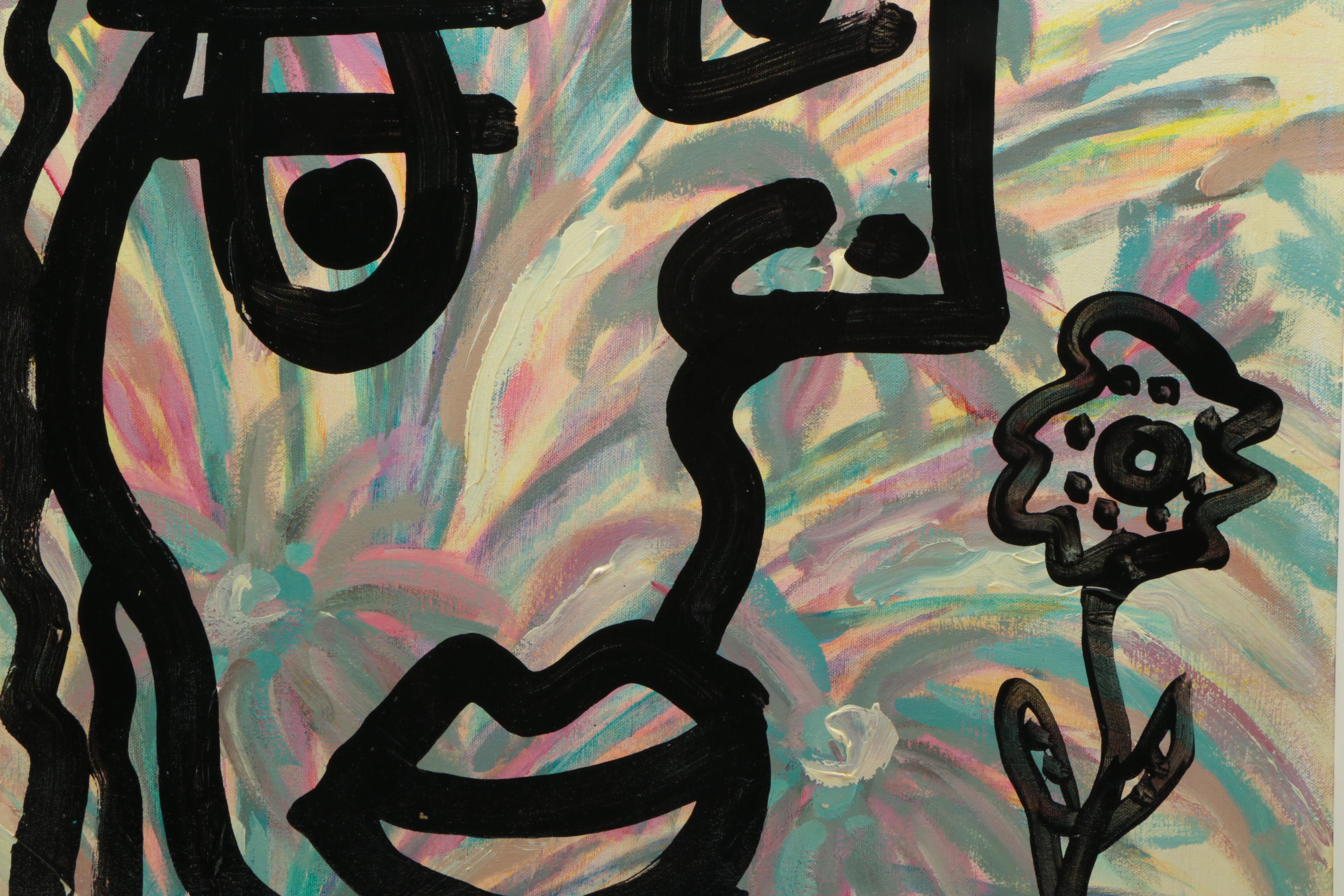 Peter Keil Oil Painting on Canvas of Abstract Portrait