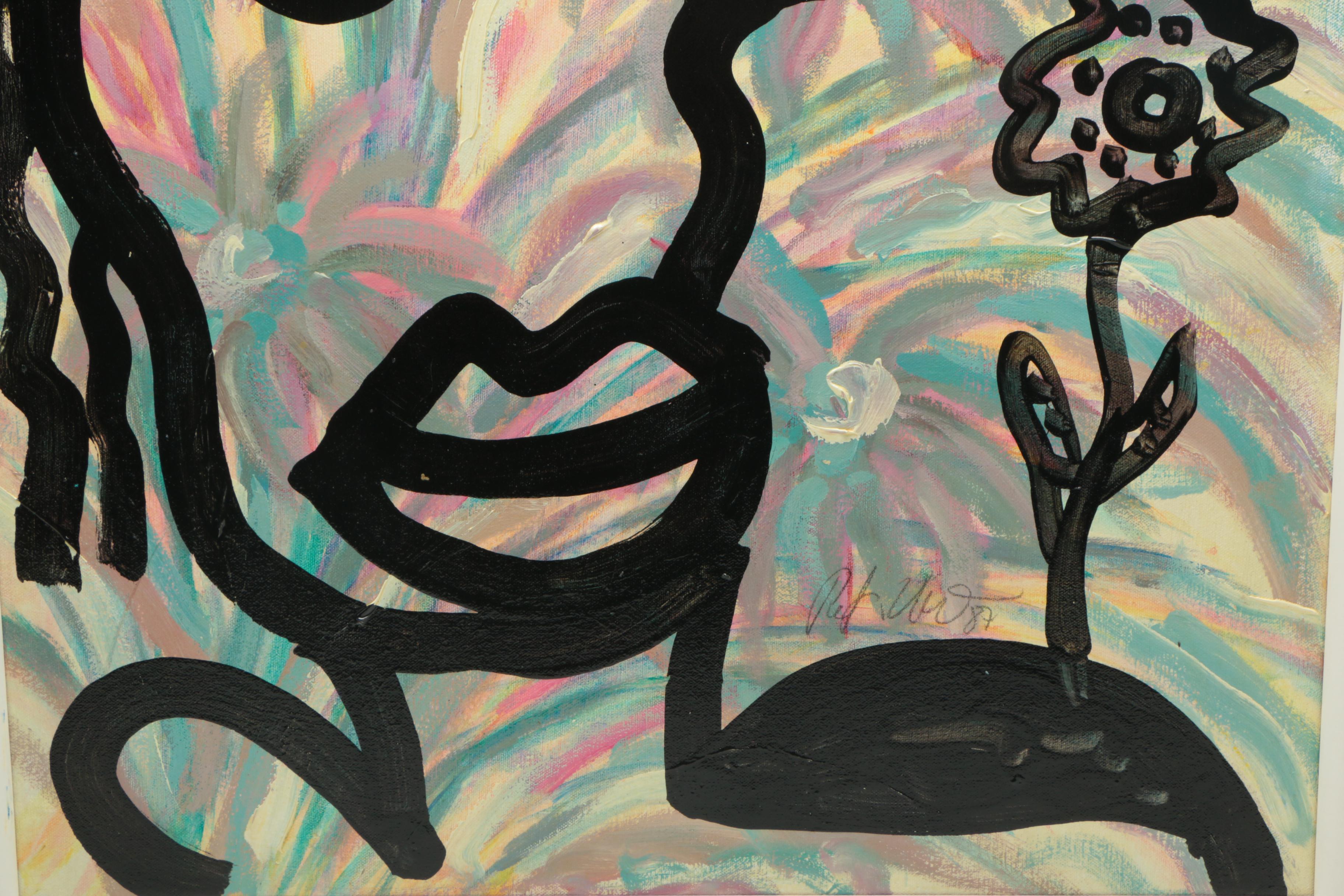 Peter Keil Oil Painting on Canvas of Abstract Portrait