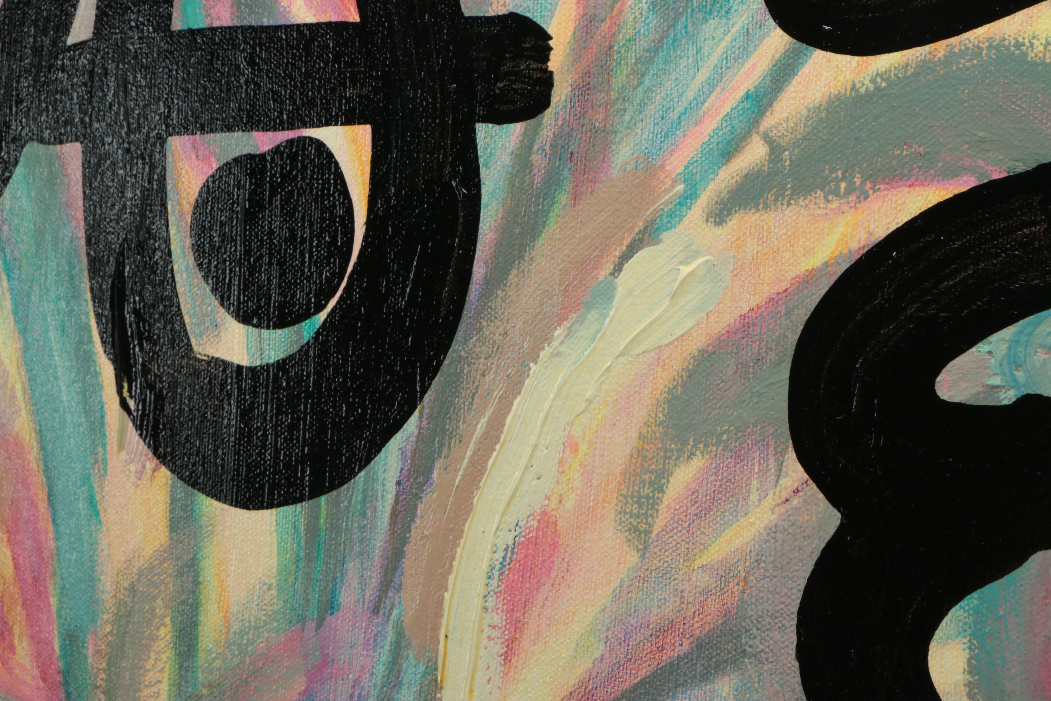 Peter Keil Oil Painting on Canvas of Abstract Portrait