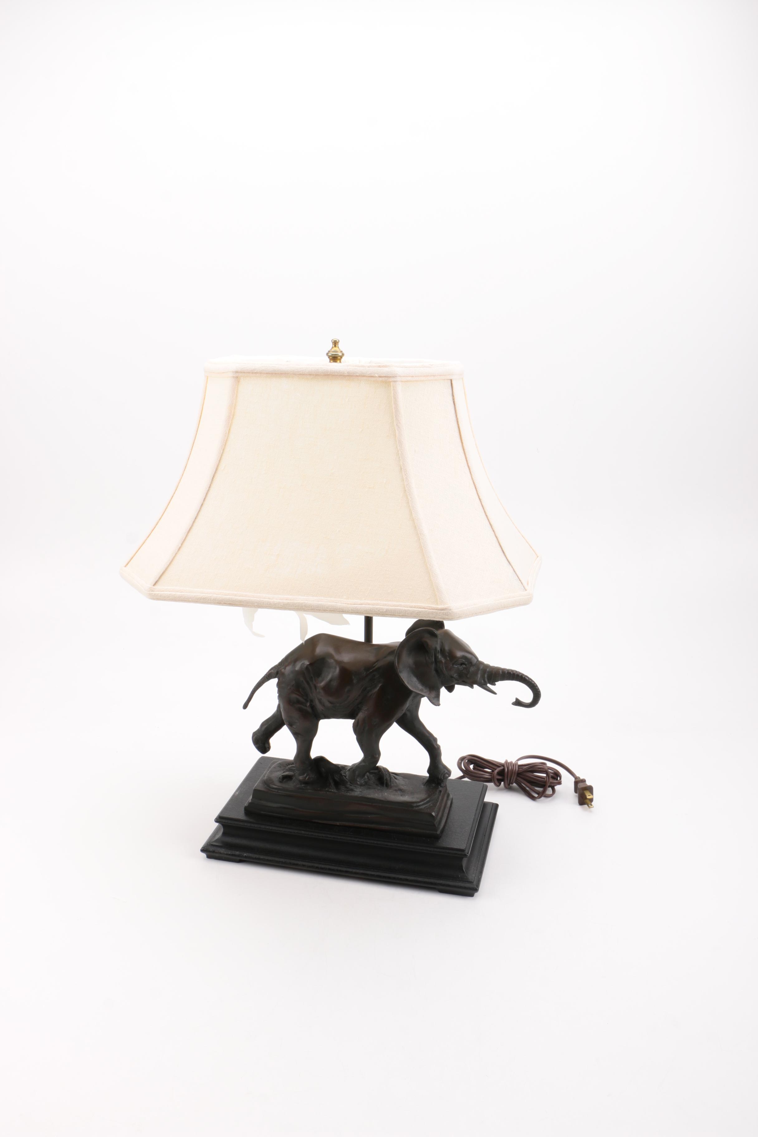 Replica Antoine Louis Barye Cast Bronze Elephant Lamp