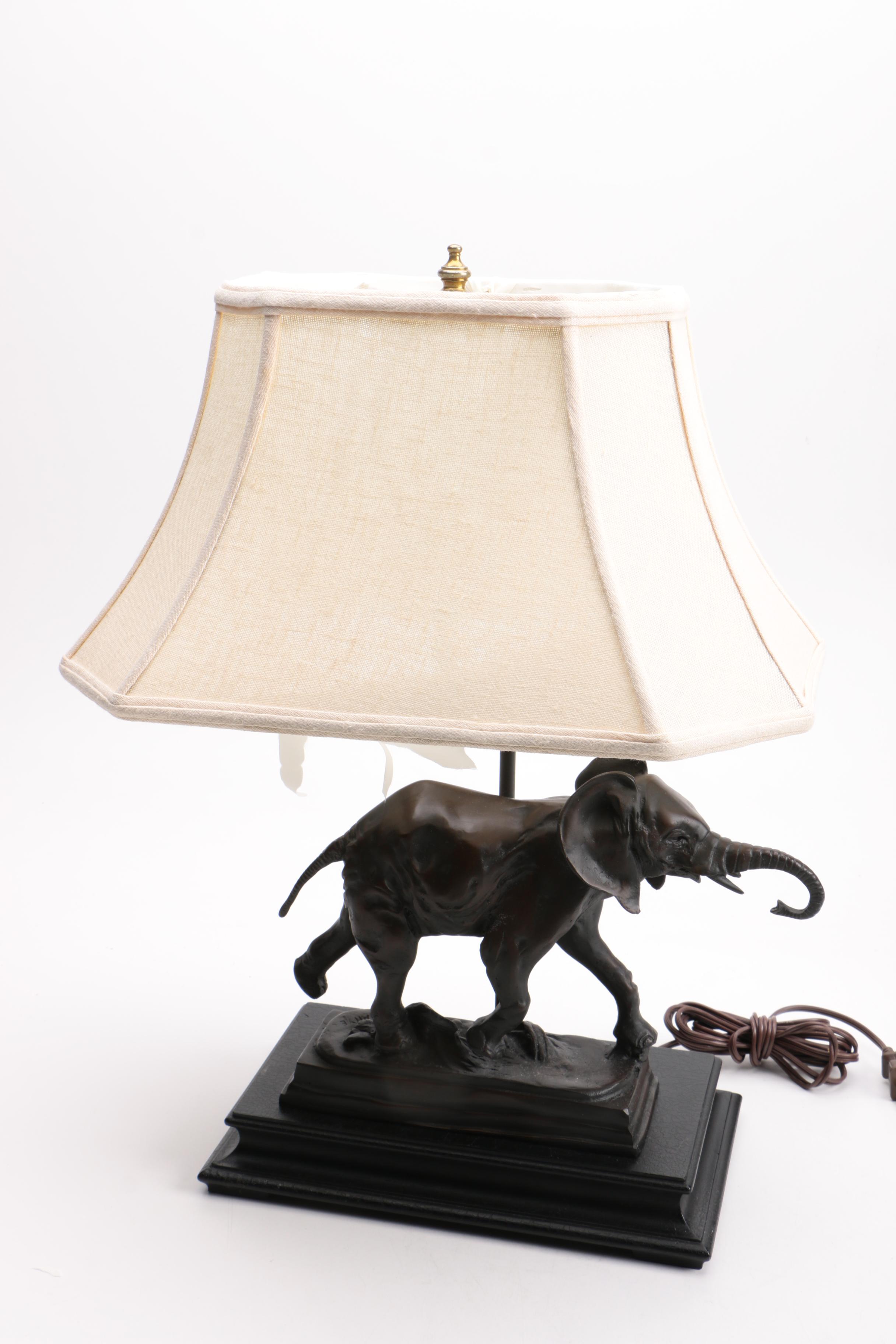 Replica Antoine Louis Barye Cast Bronze Elephant Lamp