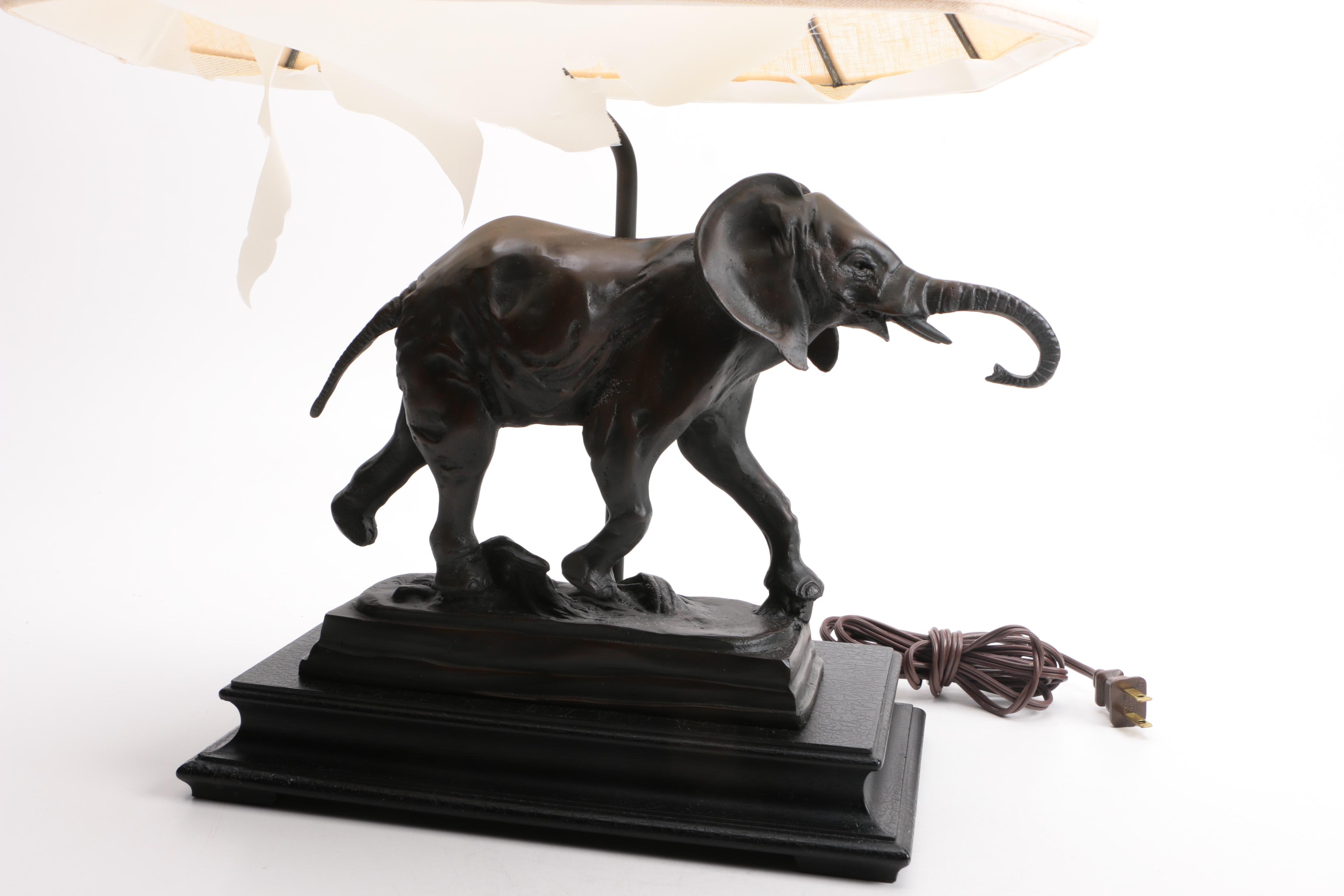 Replica Antoine Louis Barye Cast Bronze Elephant Lamp