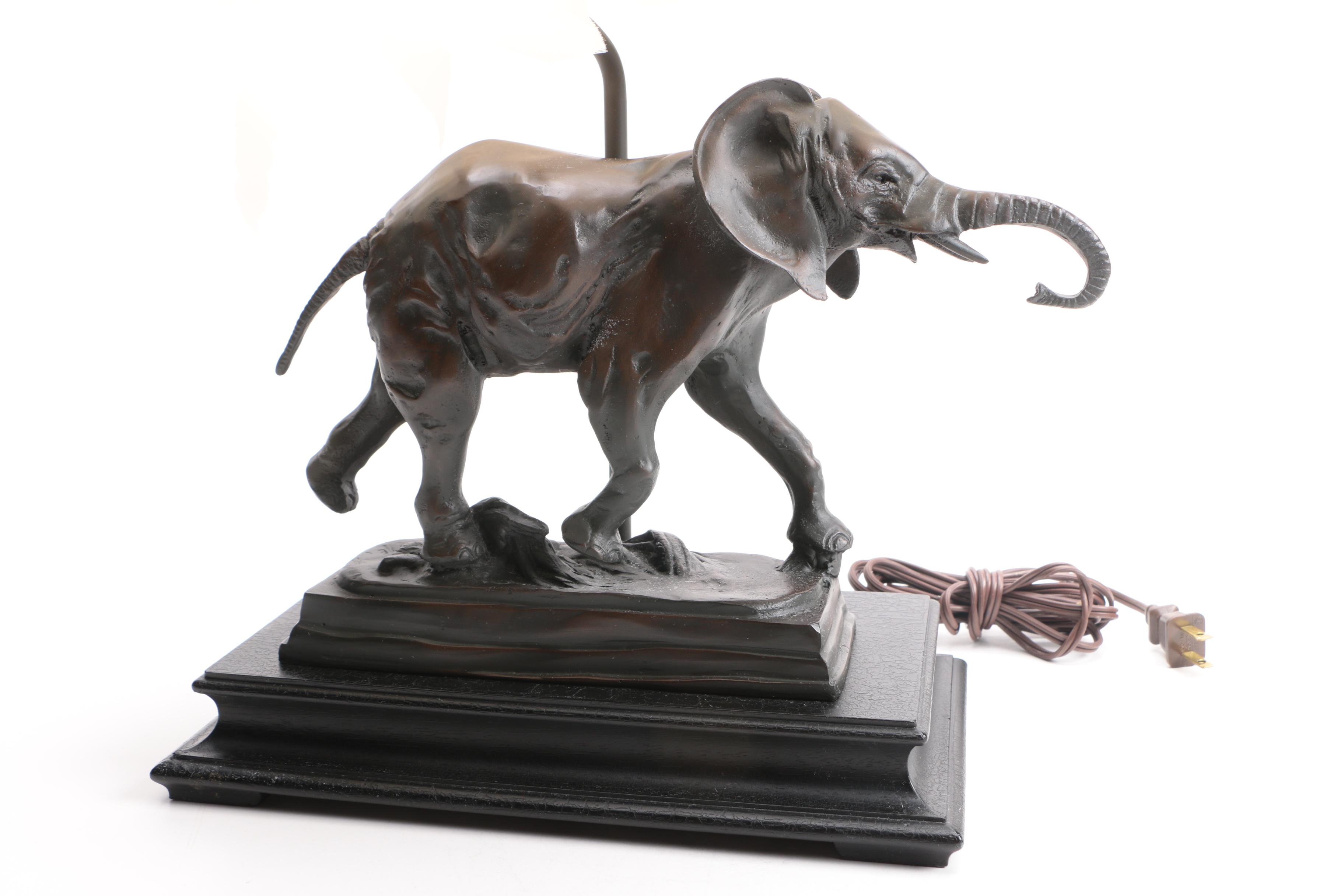Replica Antoine Louis Barye Cast Bronze Elephant Lamp