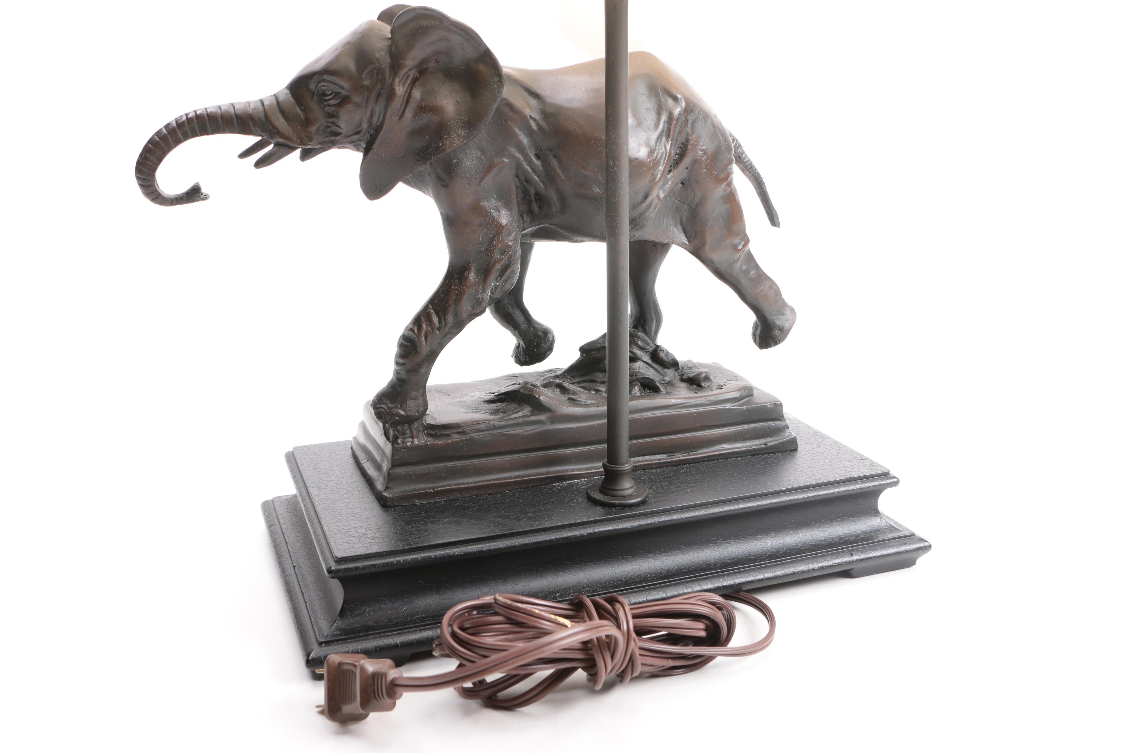 Replica Antoine Louis Barye Cast Bronze Elephant Lamp
