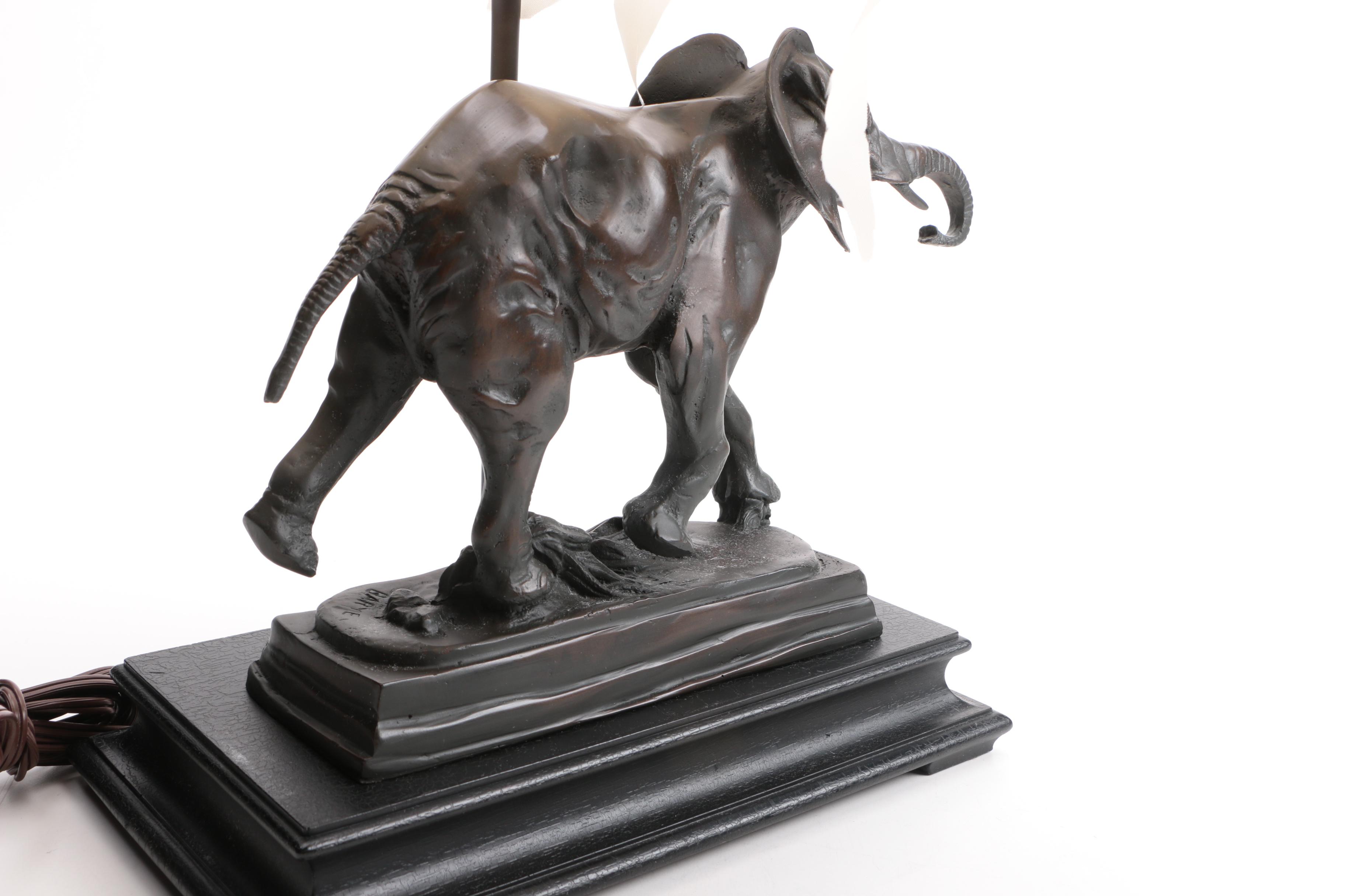 Replica Antoine Louis Barye Cast Bronze Elephant Lamp
