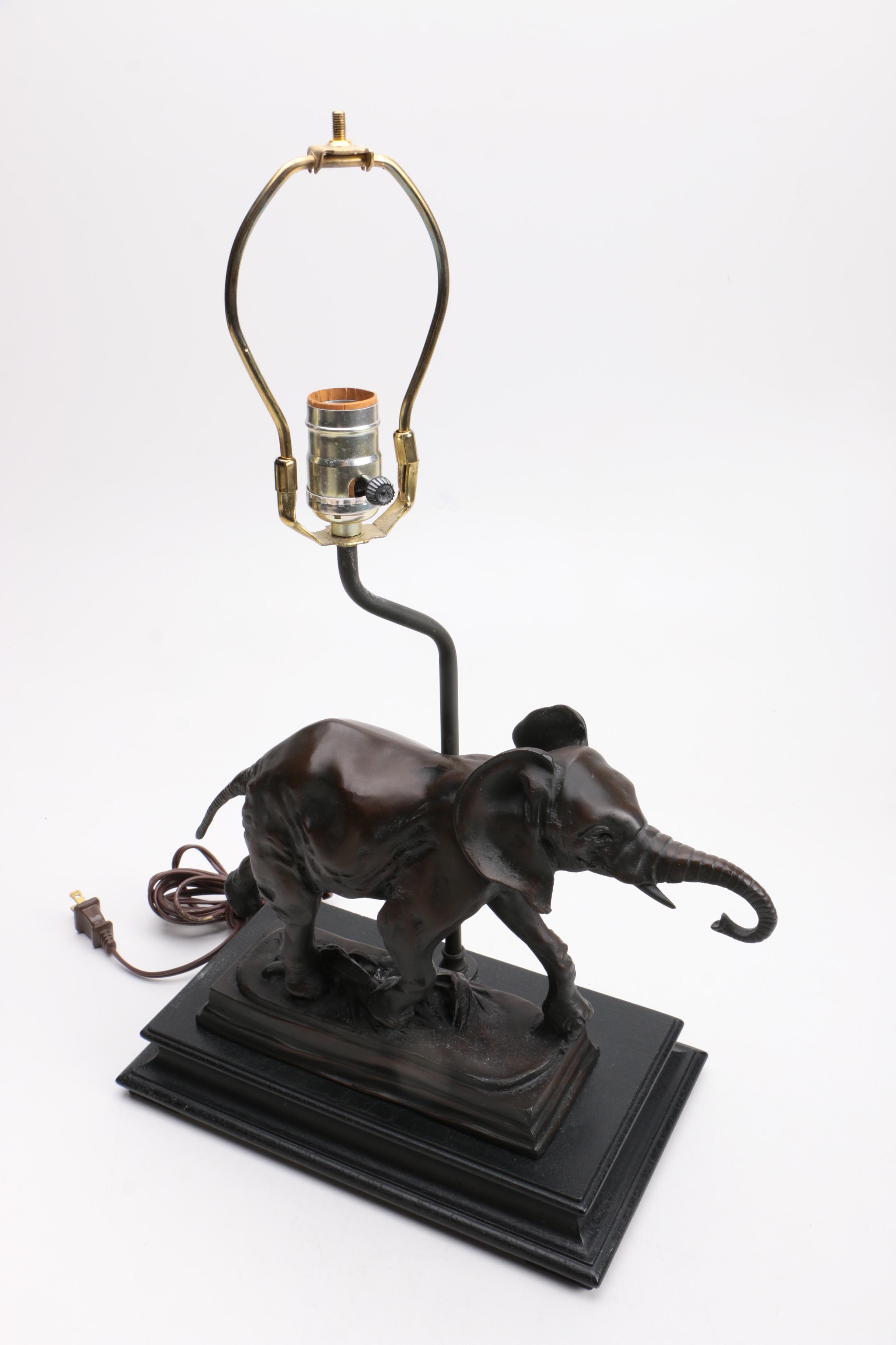 Replica Antoine Louis Barye Cast Bronze Elephant Lamp