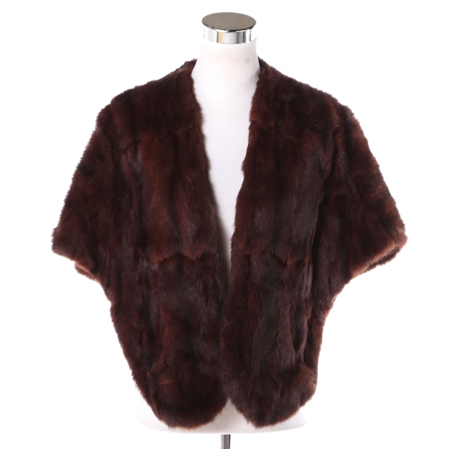 Women's Vintage Mahogany Brown Dyed Squirrel Fur Stole