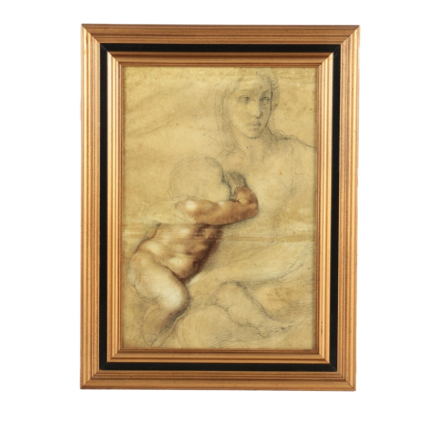 Offset Lithograph After Michelangelo "Madonna and Child"