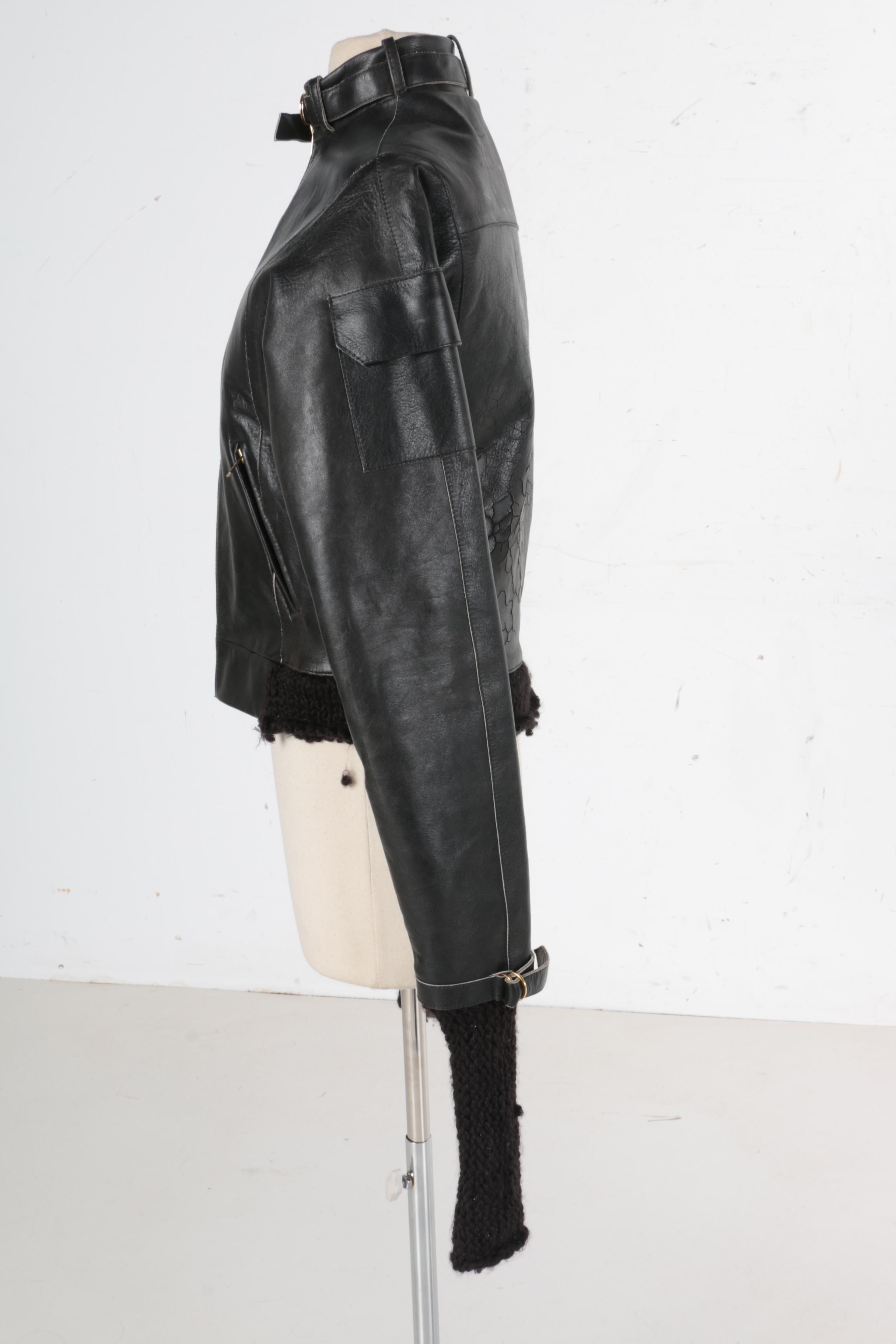 Women's Dina Bina Black Leather Motorcycle Jacket