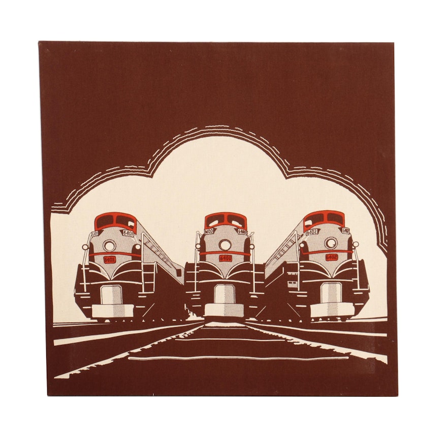 Serigraph on Fabric of Trains