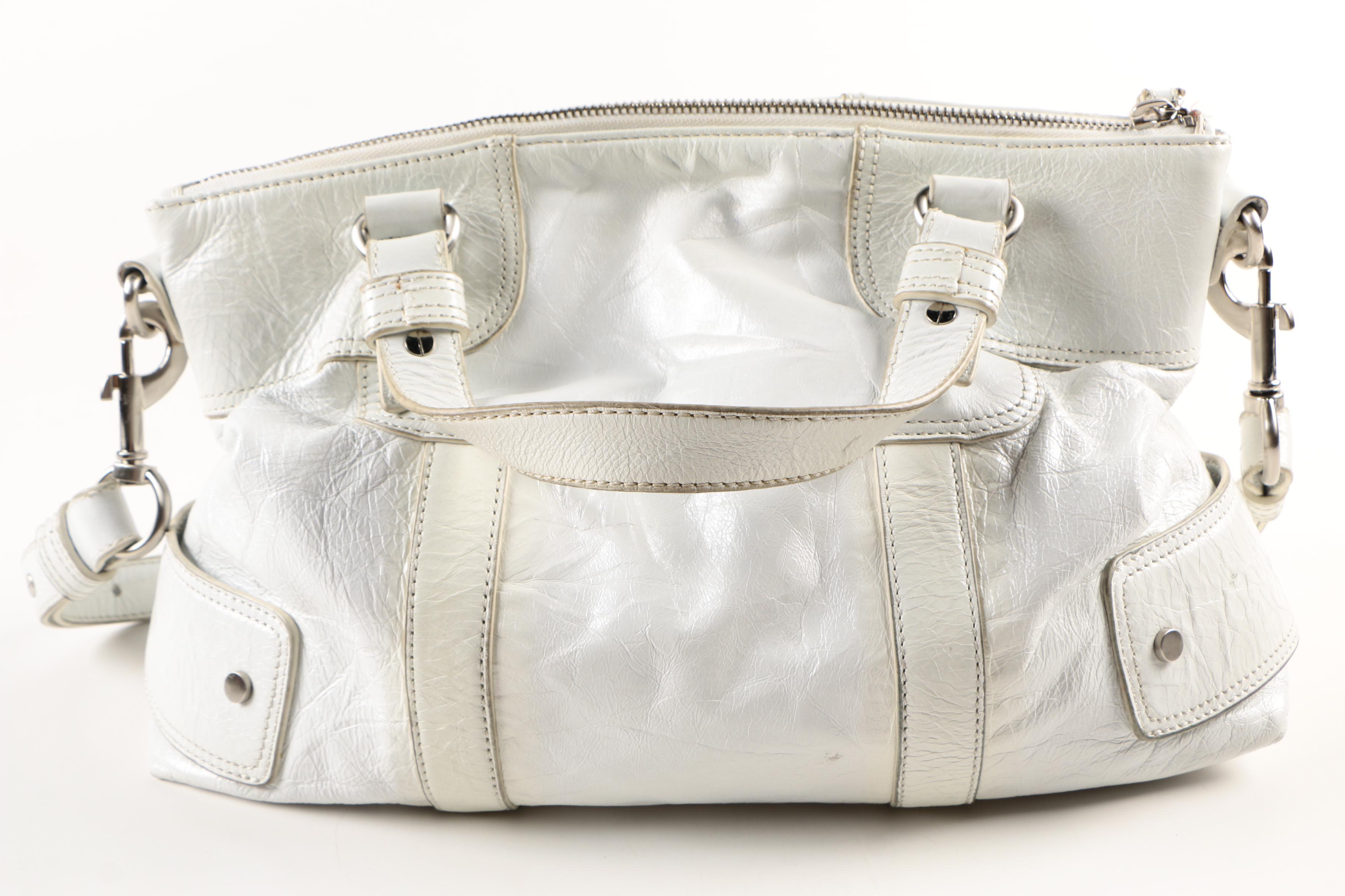 Olivia Harris White Leather Satchel Handbag